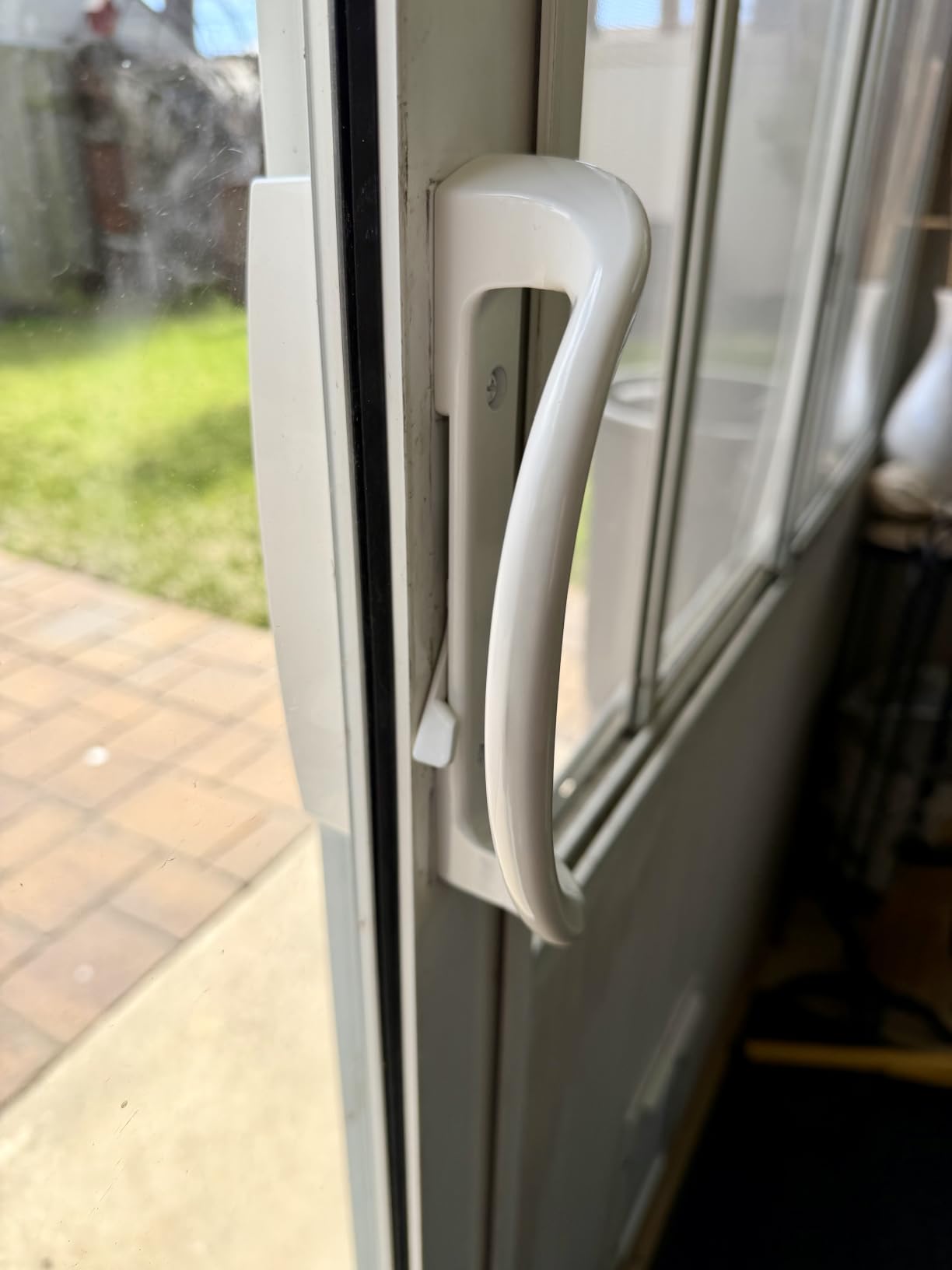 Patio Door Handle Set + Mortise Lock 45 Degree Perfect Replacement for Sliding Glass Door Fits 3-15/16
