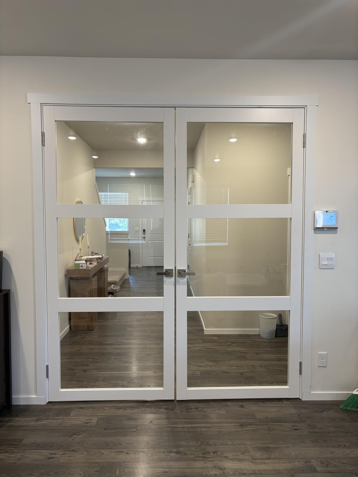 SARTODOORS Solid French Double Doors 72 x 96 inches Clear Glass | Lucia 2555 Matte White | Wood Solid Panel Frame Trims | Closet Bedroom Sturdy Doors customer photo 1