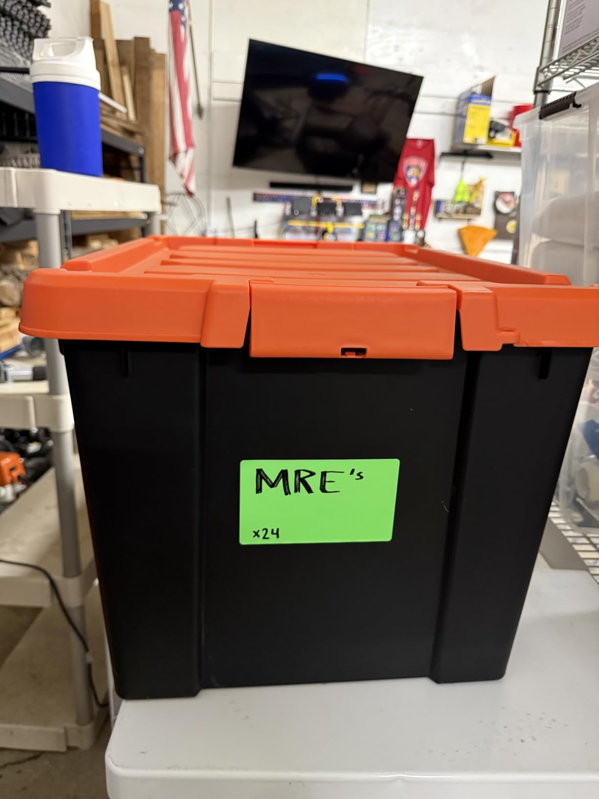 IRIS USA 12 Gallon Lockable Storage Bins with Lids, 2 Pack - Made in USA, Heavy Duty, Stackable Containers, Garage Organizing Bins Moving Tubs, Rugged Sturdy Equipment Utility Box - Black/Orange customer photo 2