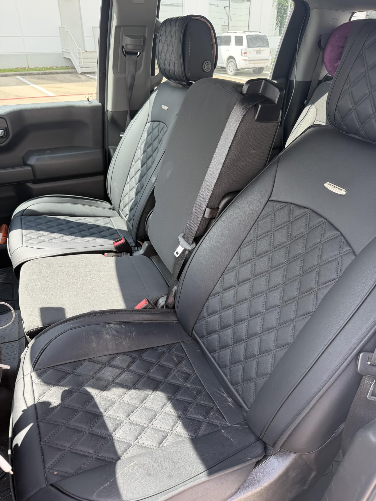 Aierxuan Seat Covers for Truck Chevy Chevrolet Silverado GMC Sierra Pickup 2007-2026 1500 2500HD 3500HD Trail Boss Z71 Crew Double Extended Cab Waterproof Leather Protectors (Full Set, Black) customer photo 1