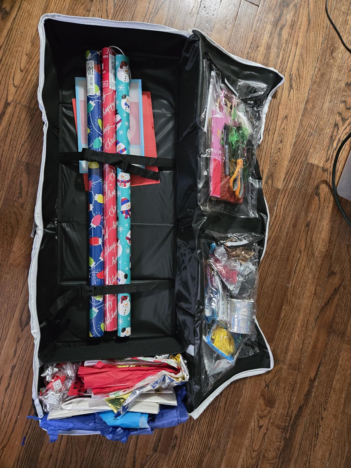 Handy Laundry Gift Wrap Storage Organizer, Easily organize Wrapping Paper, Ribbons, Bows, Scissors, Fits 18-24 Standard Rolls, Keeps Gift Supplies in Perfect Condition & Ready for Next Season, (Black) customer photo 2