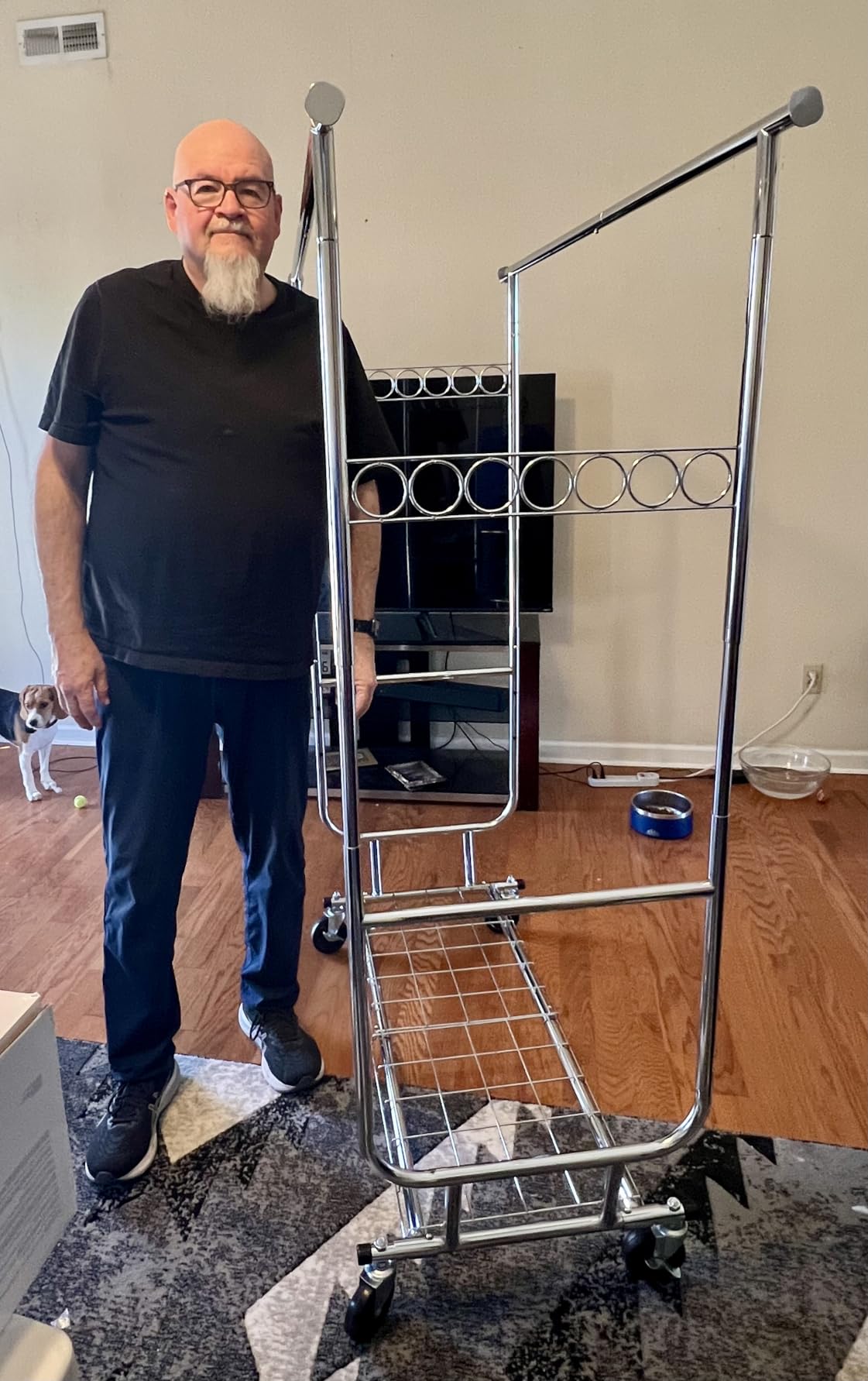 Raybee Clothes Rack, Collapsible Wardrobe Organizer, Heavy Duty Storage | 650LBS Large Capacity, Commercial-Grade Stainless Steel, Expandable Rod, Height Adjustable, 360°Lockable Wheels, Tool-free customer photo 1