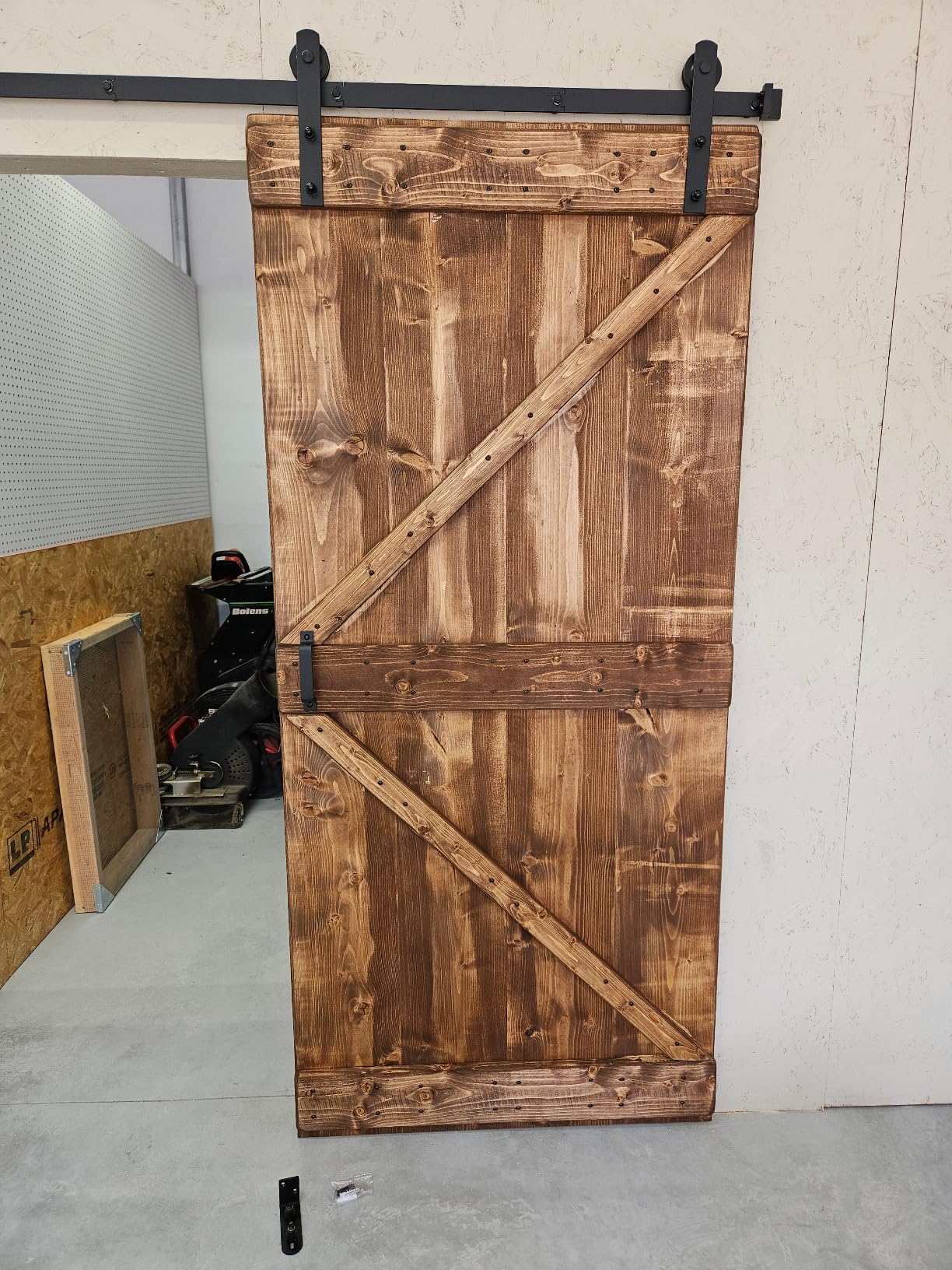 Signstek 6.6FT Sliding Barn Door Hardware Kit, Heavy Duty Whole Set (Includes Adjustable Floor Guide, 2 Handles and Dook Hook) -Smoothly and Quietly, Fit 36