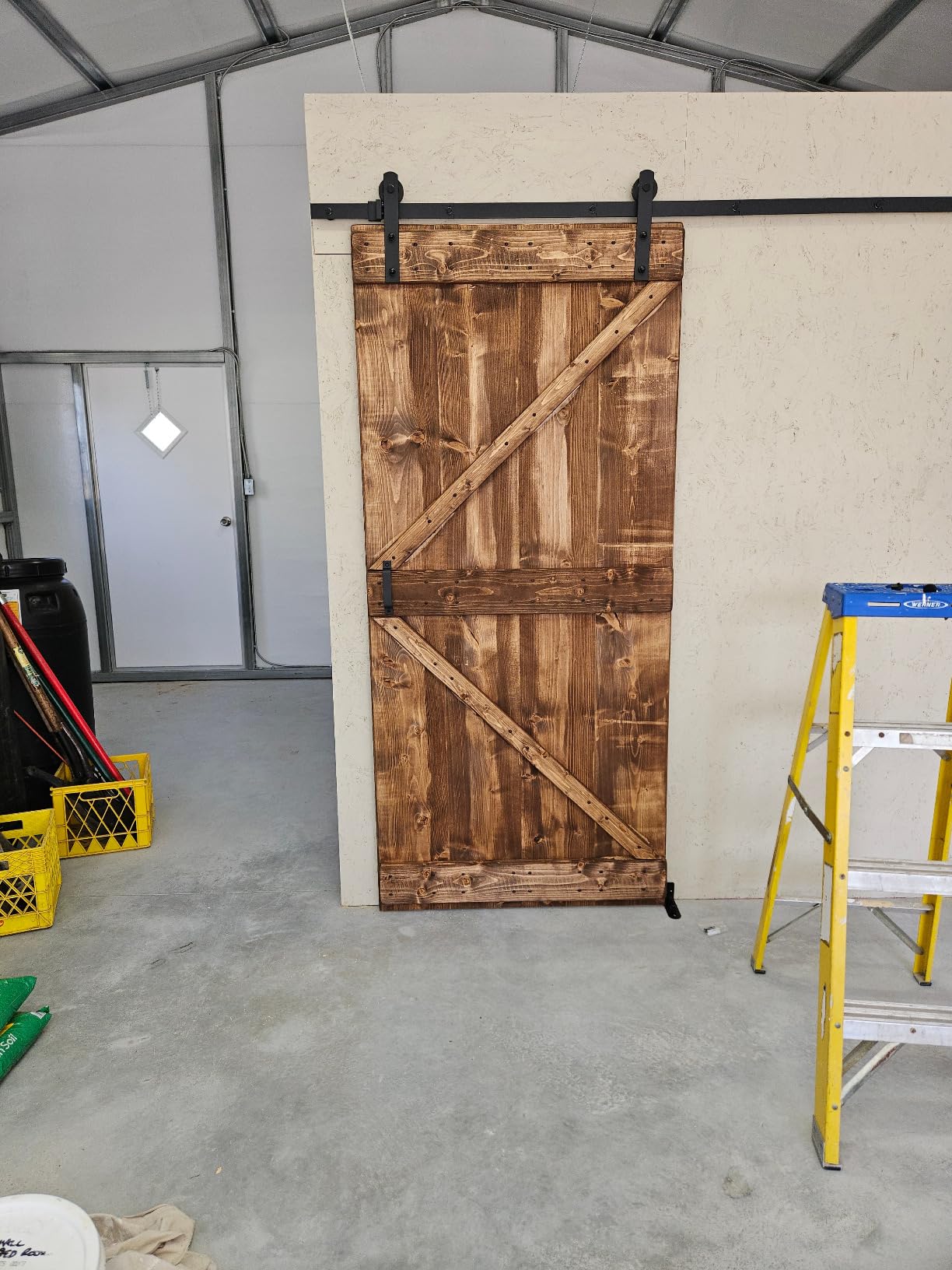 Signstek 6.6FT Sliding Barn Door Hardware Kit, Heavy Duty Whole Set (Includes Adjustable Floor Guide, 2 Handles and Dook Hook) -Smoothly and Quietly, Fit 36