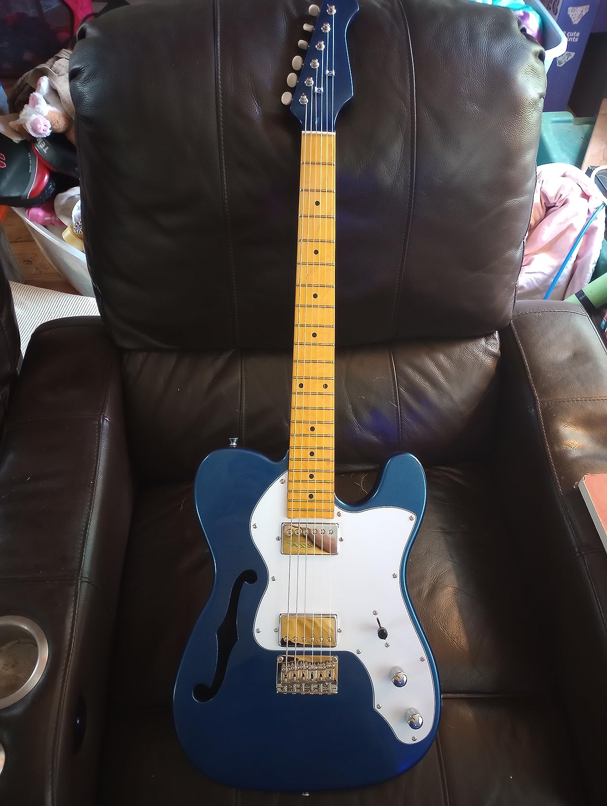 GROTE Jazz Electric Guitar Hollow Body Chrome Hardware P90 Pickup (Vintage Sunburst) customer photo 1