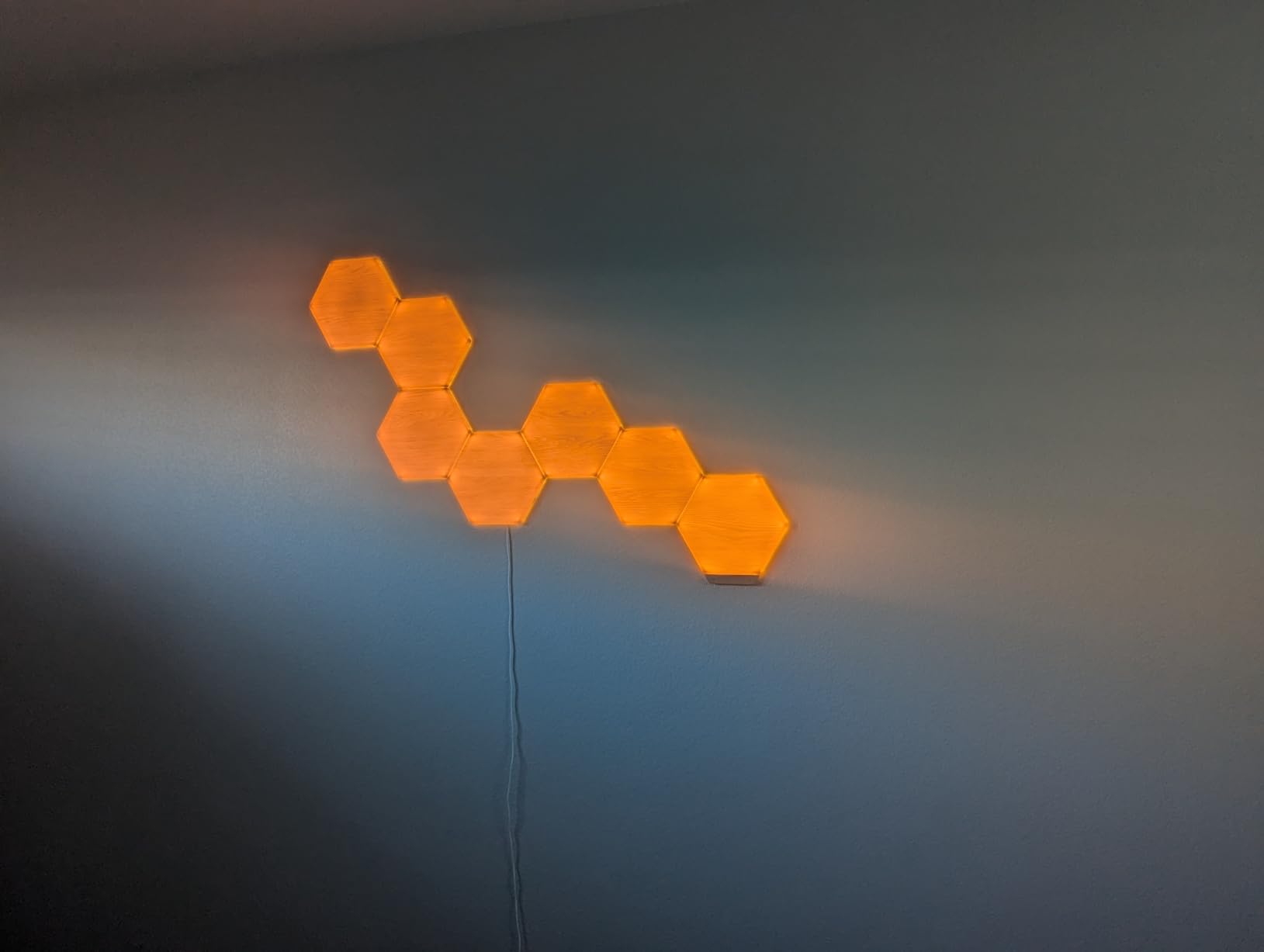 Nanoleaf Elements Wood Look Smart Wall Lights, Hexagon LED Wall Lights Work with Alexa Google Assistant, Home Wall Decor for Living Room with Music Sync, Ambient White 1500-4000K, Expansion 3 Panel customer photo 2