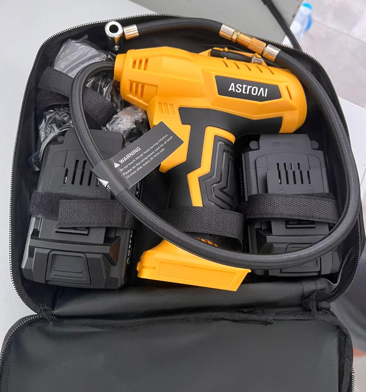 AstroAI Cordless Tire Inflator Portable Air Compressor Fast Inflation 160 PSI Air Pump 20V Rechargeable Battery Powered with 12V DC Adapter Digital Pressure Gauge customer photo 1