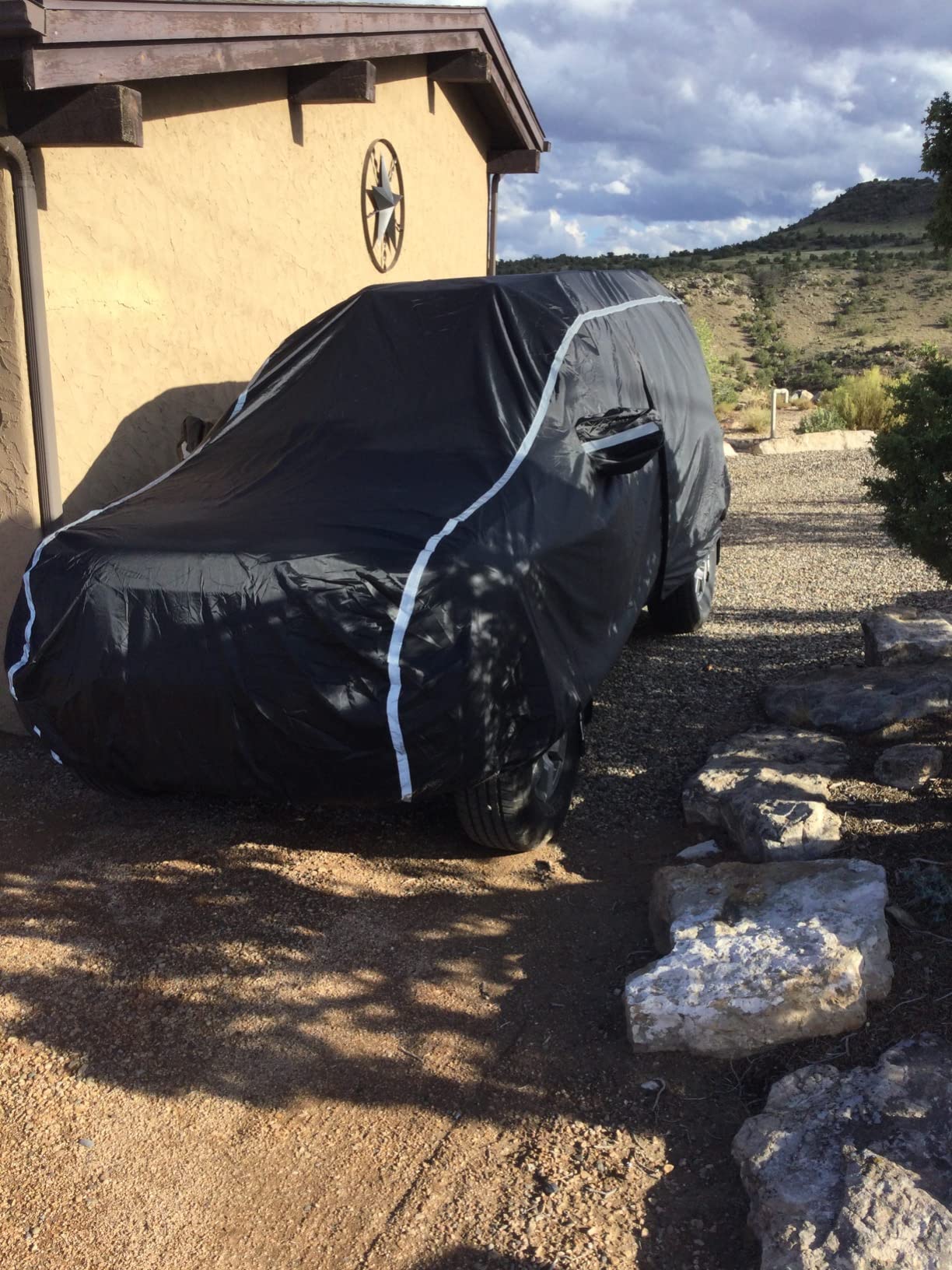 Car Cover Waterproof All Weather, Coverado Soft Cotton Lined Hail Protector Car Cover with Zipper Door, Outdoor Sun UV Rain Snow Protection Car Covers for Automobiles Universal Fit SUV (170