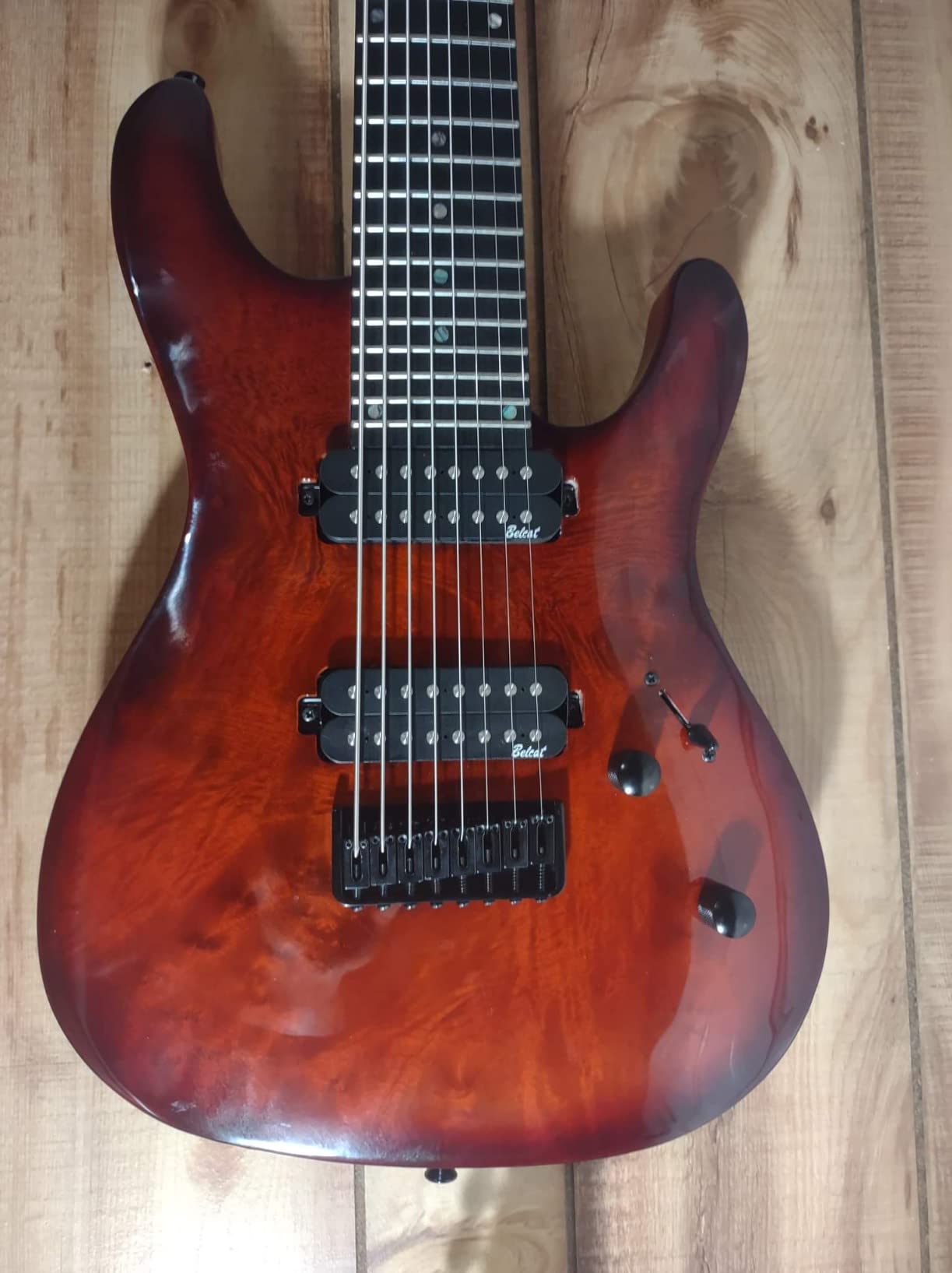 Gstyle 8 String Electric Guitar Burl Poplar Veneer Top Okoume Wood Body Bolt On Maple Neck (ES-800) customer photo 1