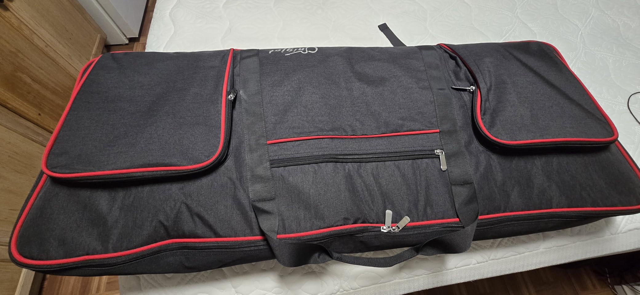 SNIGJAT 61 Key Keyboard Case, Soft Piano Bag with 0.32 inch Cotton, 61 Key Keyboard Bag with Handle & Shoulder Straps, Piano Keyboard Case with 3 Pockets for Accessories (Size: 39.5