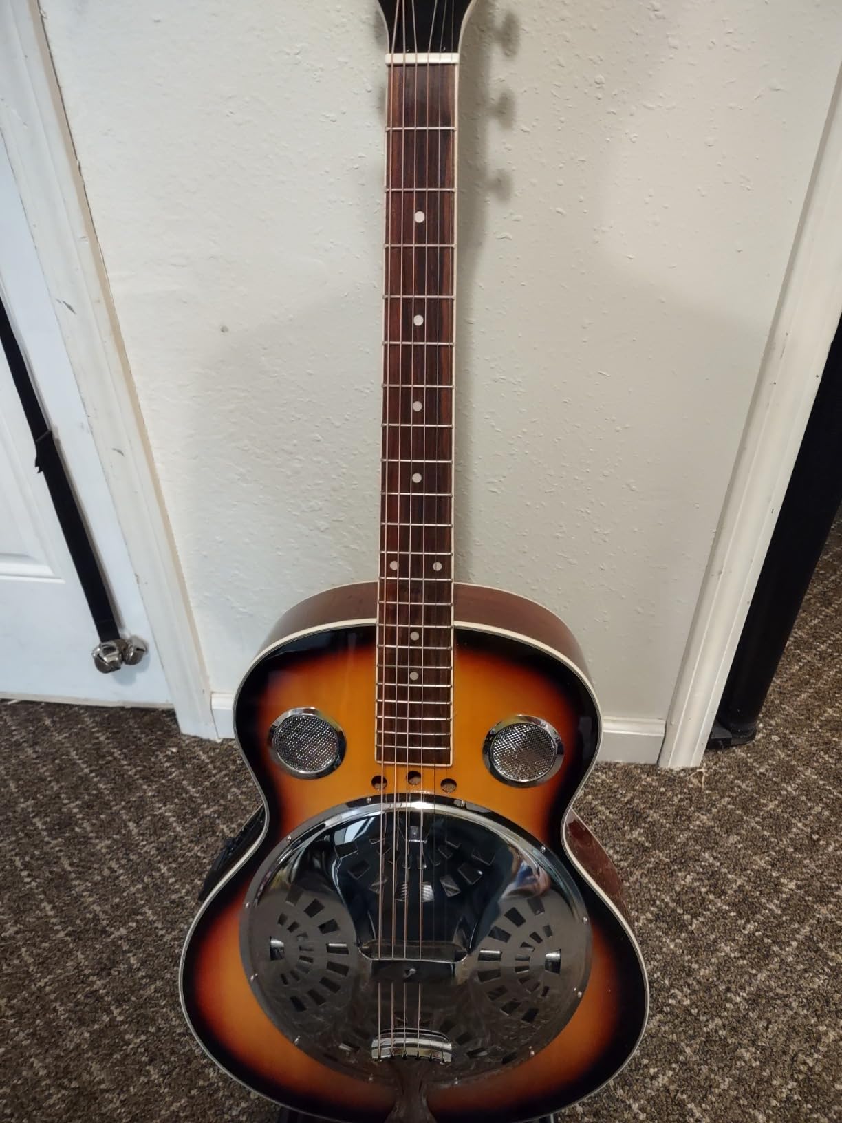 Resophonic Resonator Acoustic Electric Guitar - 6 String Round Neck Sunburst with Built-in Pre Amplifier customer photo 1