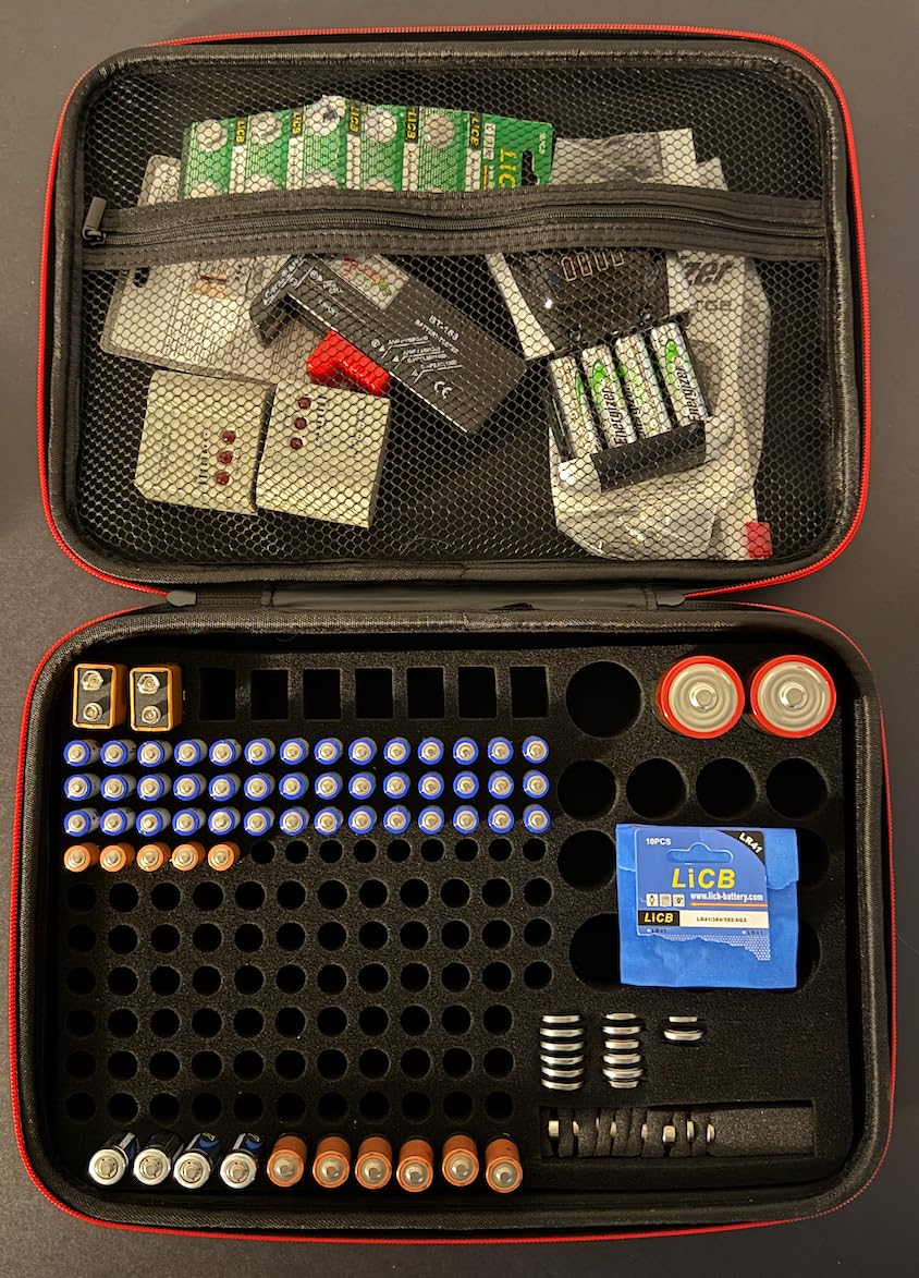 Battery Organizer Storage Box with Tester, Battery Vault Case Fireproof Waterproof Explosionproof Holder Box with Tester BT-168 Checker Carrying Case Container Bag Fit for 200+ Batteries AA AAA C D 9V customer photo 1
