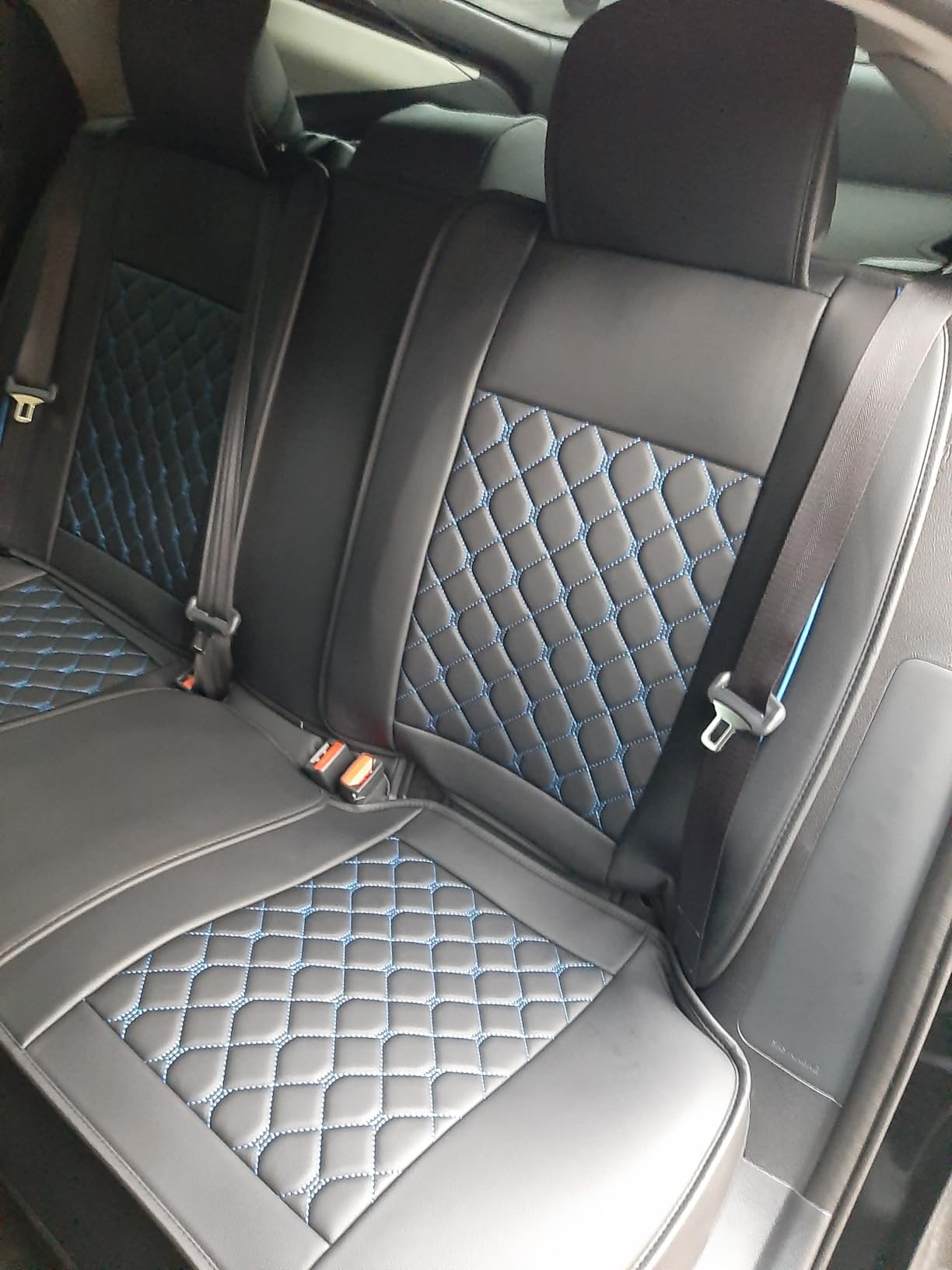 Leather Car Seat Covers Full Set,Universal Fit for Most Cars,SUV,Sedans and Pick-up Trucks,Automotive Vehicle Faux Leather Cushion Covers for 5 Passenger Cars(Full Set,Black) customer photo 1