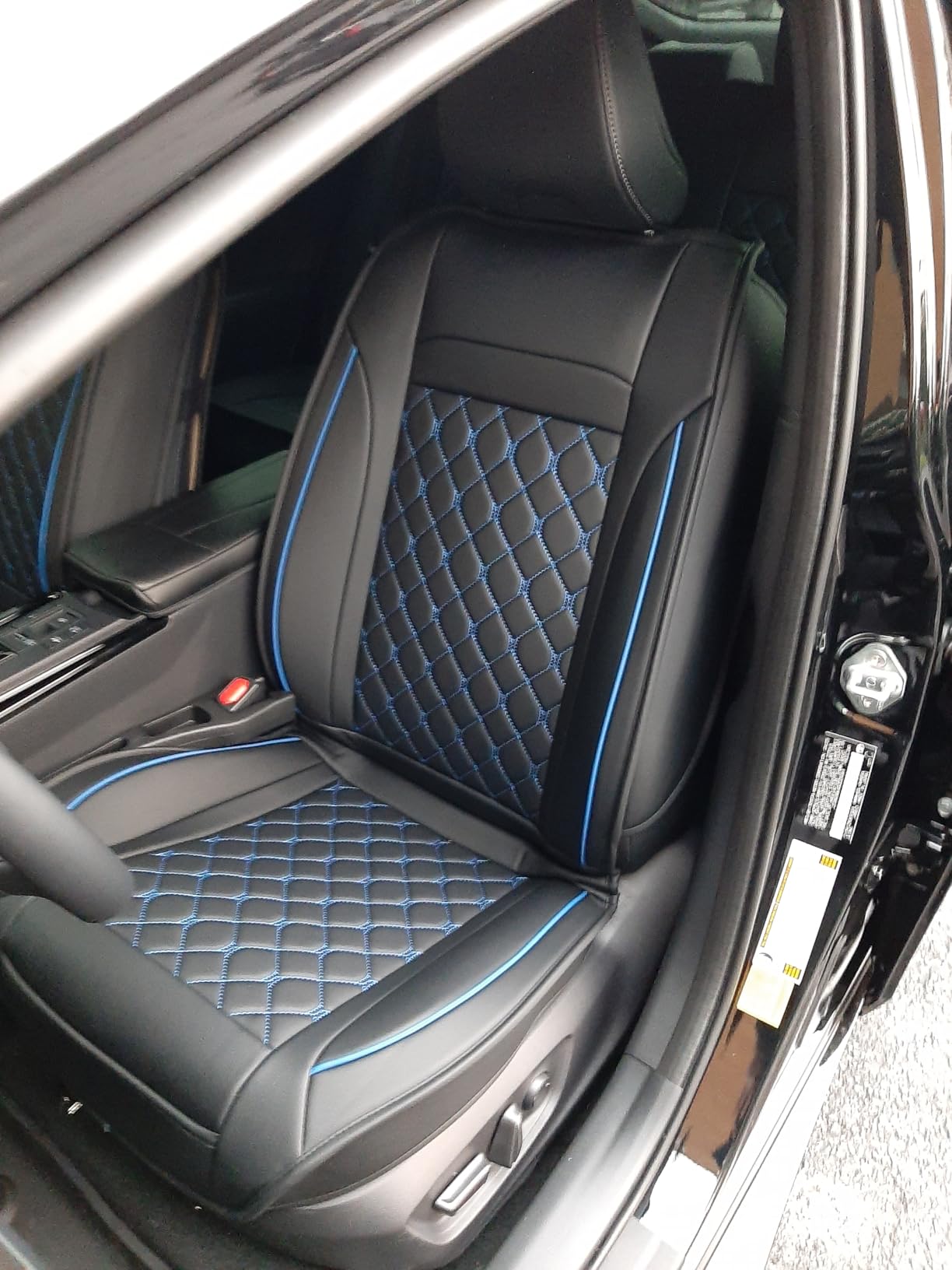Leather Car Seat Covers Full Set,Universal Fit for Most Cars,SUV,Sedans and Pick-up Trucks,Automotive Vehicle Faux Leather Cushion Covers for 5 Passenger Cars(Full Set,Black) customer photo 2