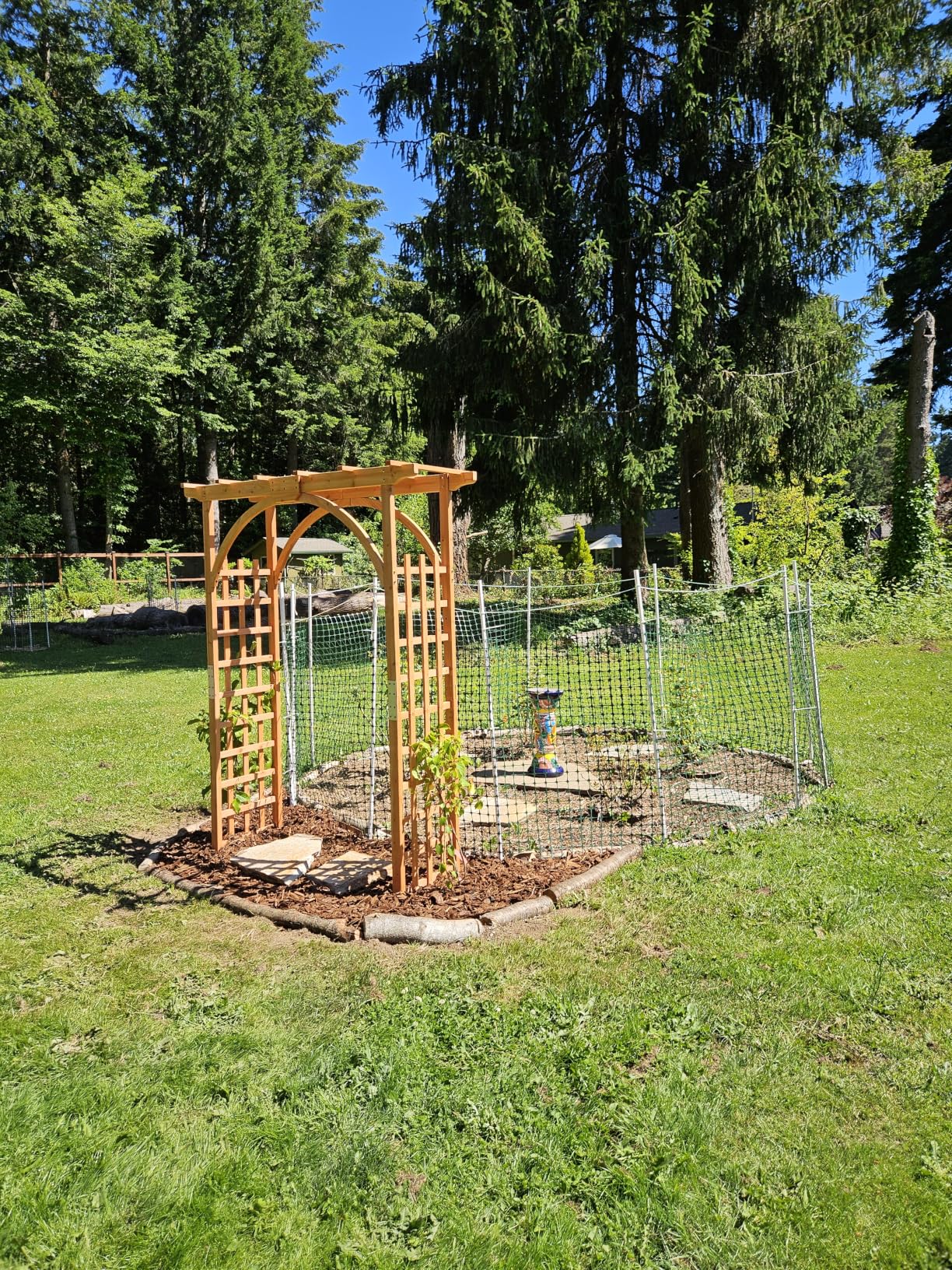 Yaheetech 85in Wooden Garden Trellis Horticulture Garden Arch Arbor for Climbing Planting Plant Stand in Garden Yard Outdoor, Brown customer photo 1