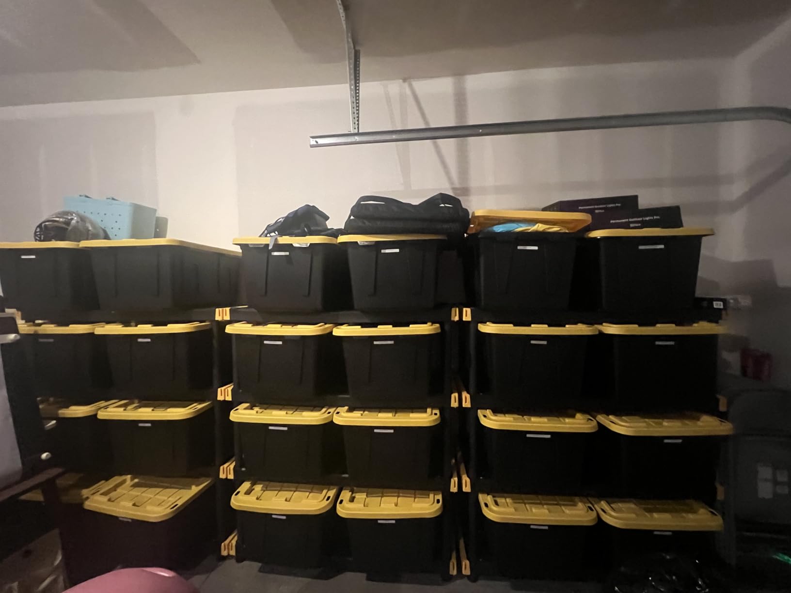 CX Black & Yellow 4-Tier Heavy Duty Storage Shelves and 8 Heavy Duty Storage Bins with Lids, 4 Shelves that Support up to 200lbs/shelf + 27 Gallon Containers (8-Pack), Organization and Storage customer photo 2