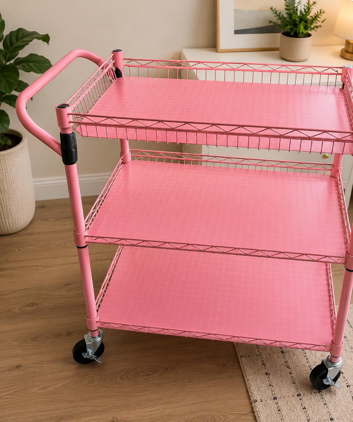 WDT 990Lbs Capacity Heavy Duty Rolling Utility Cart, NSF Rolling Carts with Wheels, Commercial Grade Metal Cart with Handle Bar & Shelf Liner customer photo 2
