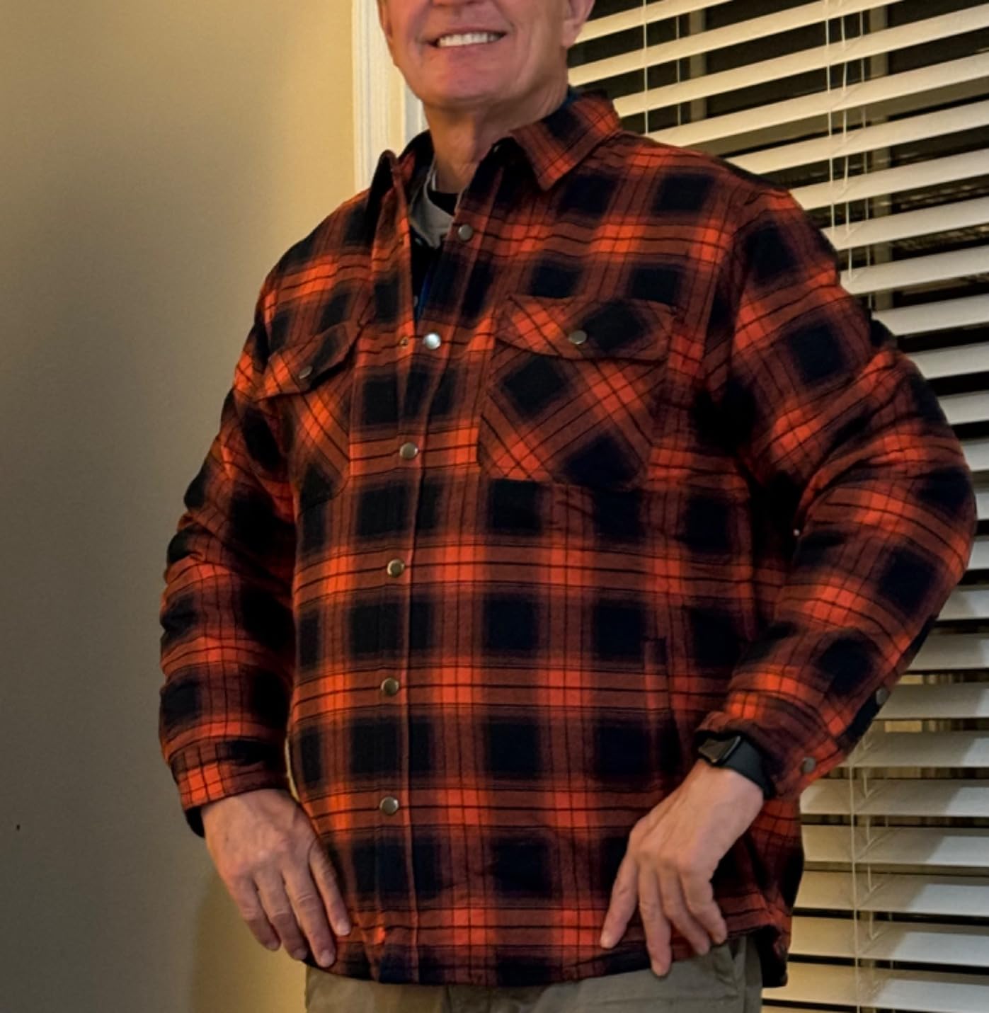Men's Flannel Shirts Long Sleeve Quilted Lined Button Down Plaid Flannel Jacket Heavyweight Warm Winter Coat customer photo 1
