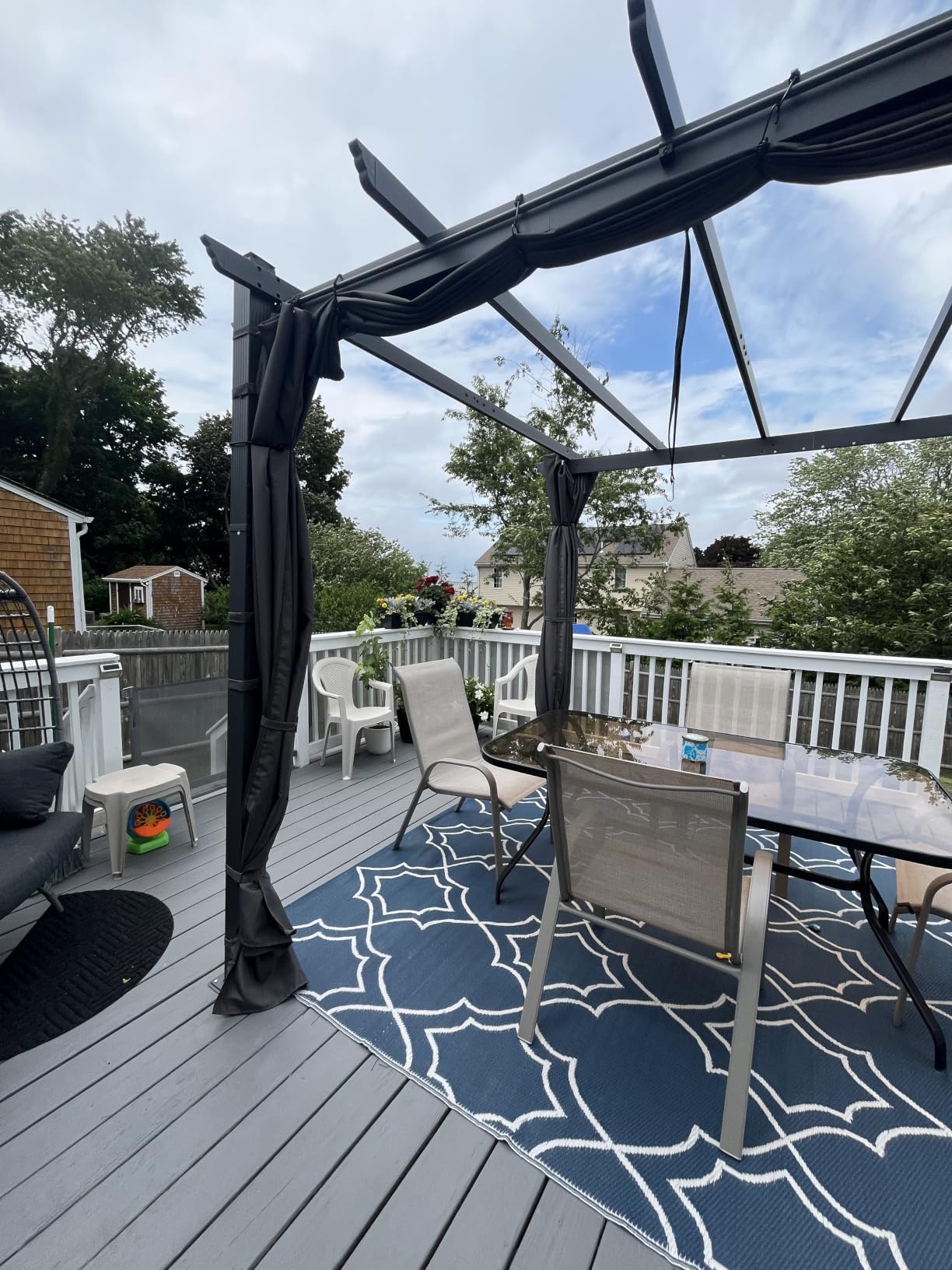 PURPLE LEAF 12' X 16' Outdoor Pergola with Retractable Canopy Aluminum Shelter for Porch Garden Beach Sun Shade Pavilion Grape Trellis Grill Gazebo Modern Backyard Deck Metal Patio Pergola Gray customer photo 2