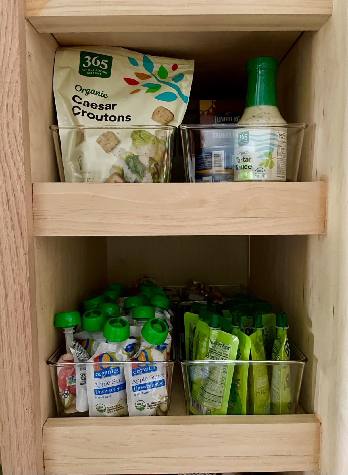 Vtopmart 8 Pack Food Storage Organizer Bins, Clear Plastic Bins for Pantry, Kitchen, Fridge, Cabinet Organization and Storage, 4 Compartment Holder for Packets, Snacks, Pouches, Spice Packets customer photo 1