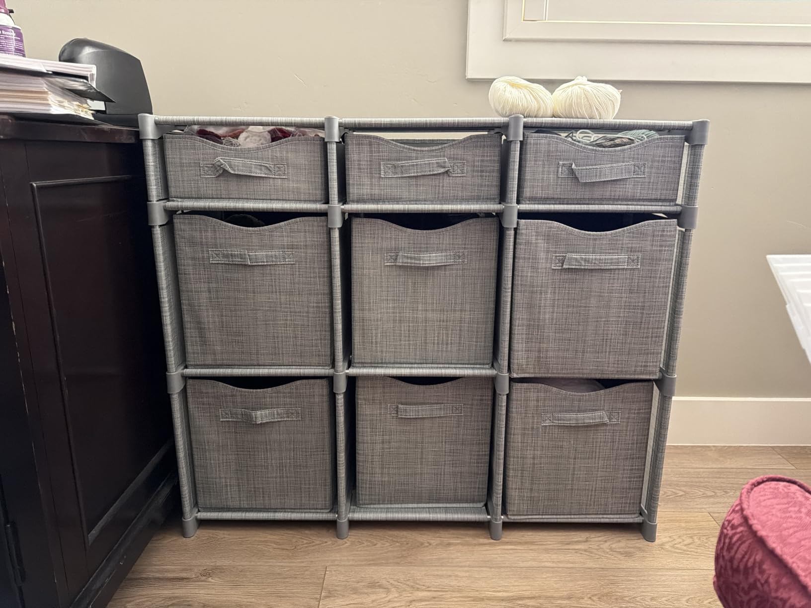 Cube Storage Organizer with 9 Storage Bins Included - Storage Cubes for Home Organization, Toy Storage, Office Storage, Living Room Storage, and General Storage Solution (Grey) customer photo 1