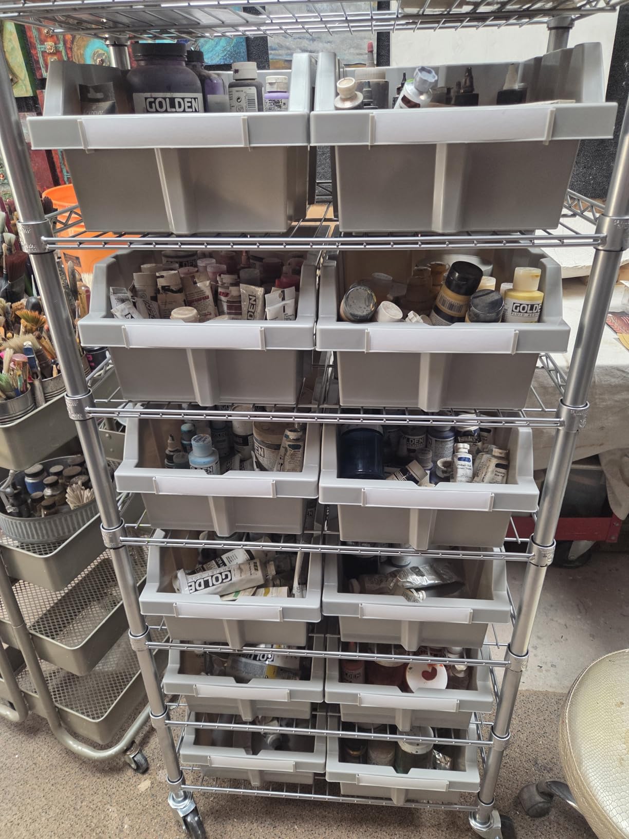 7-Tier NSF 12-Bin Steel Wire Shelving Rack, 25