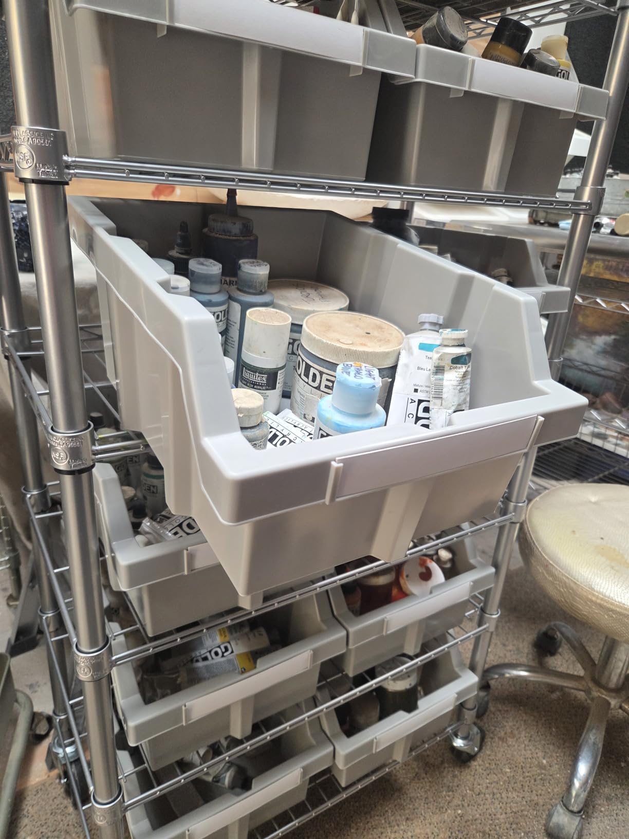 7-Tier NSF 12-Bin Steel Wire Shelving Rack, 25