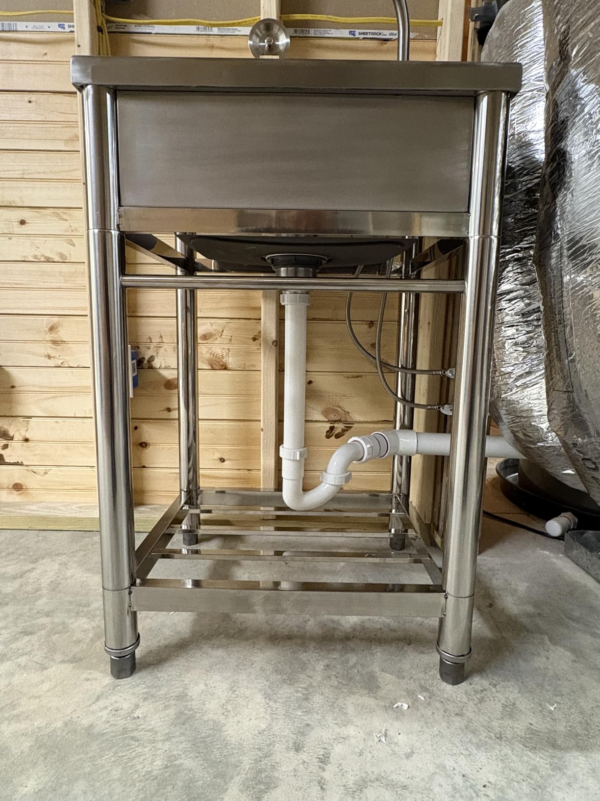 Utility Sink Free Standing Single Bowl Kitchen Sink with Cold and Hot Water Pipe for Garage Shop Laundry Room Basement Garden customer photo 2