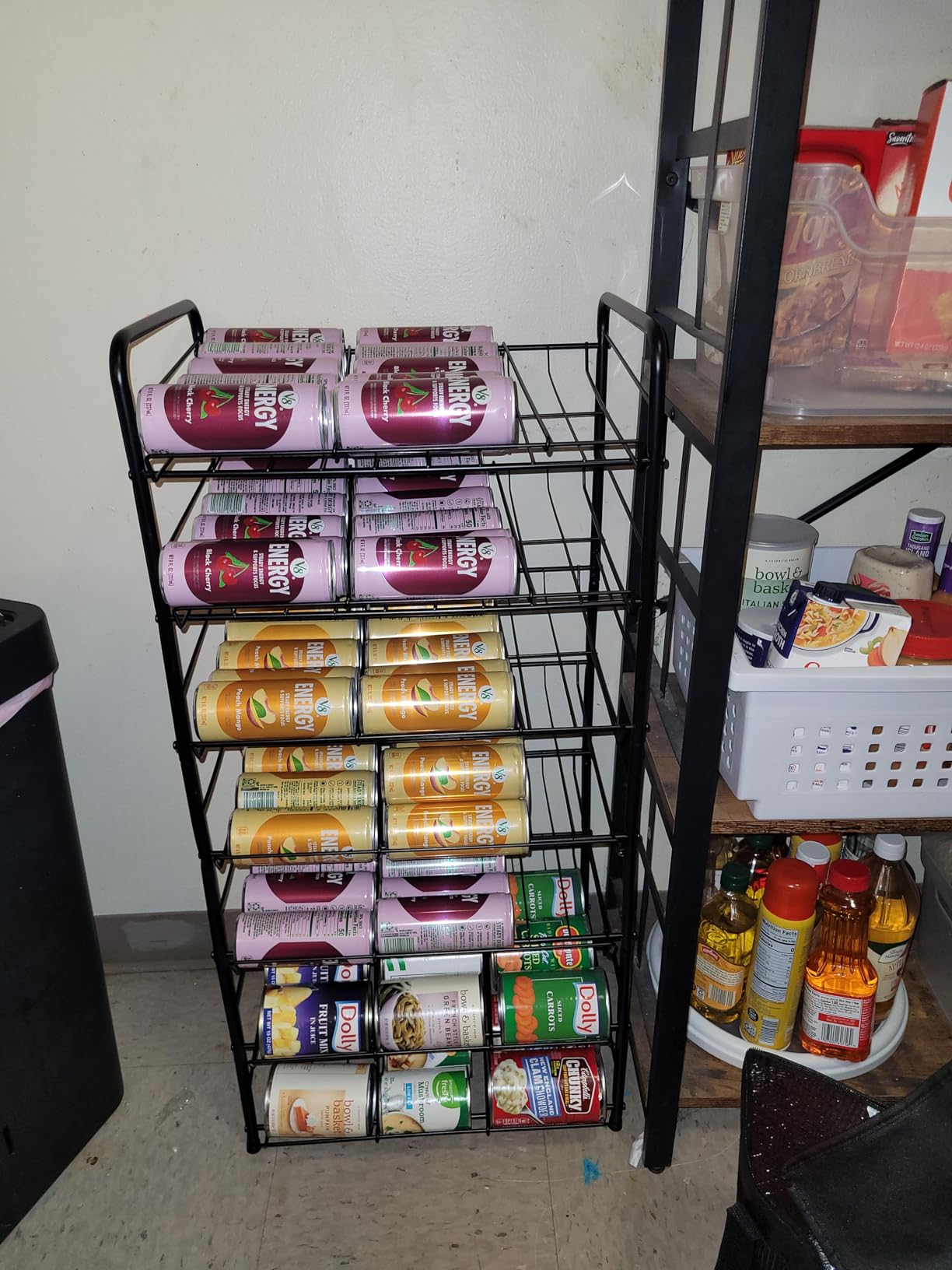 Vrisa Can Organizer for Pantry 7-tier Can Dispenser Rack Holder up to 84 Cans Multifunctional Can Holder for Canned Food Storage Kitchen Cabinet or Pantry Shelf Rustic Brown customer photo 2