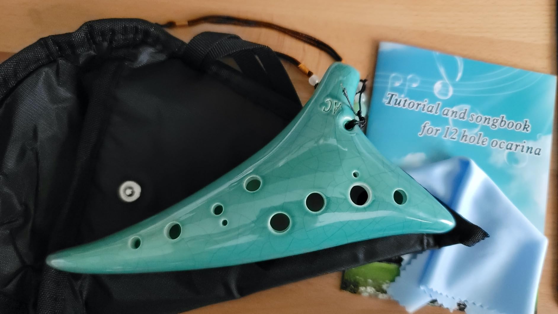 12 Hole Ocarina Instrument With Song Book for Beginner,Alto C Ceramic Ocarina(Starry Blue & Purple & Black) customer photo 2