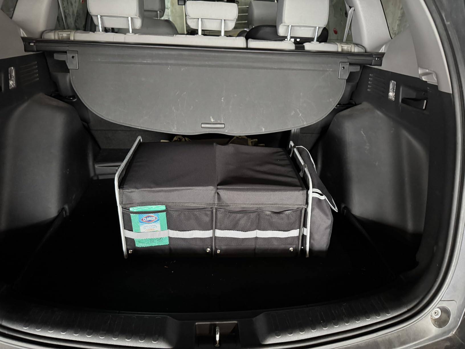 Snuopfy Car Trunk Organizer, 115L Heavy Duty Collapsible Trunk Storage, with Insulated Leakproof Cooler Bag Vehicle Cargo Organizer with Lid, 3 Compartments, Straps For Car, Suv, Jeep, Sedan - Black customer photo 2