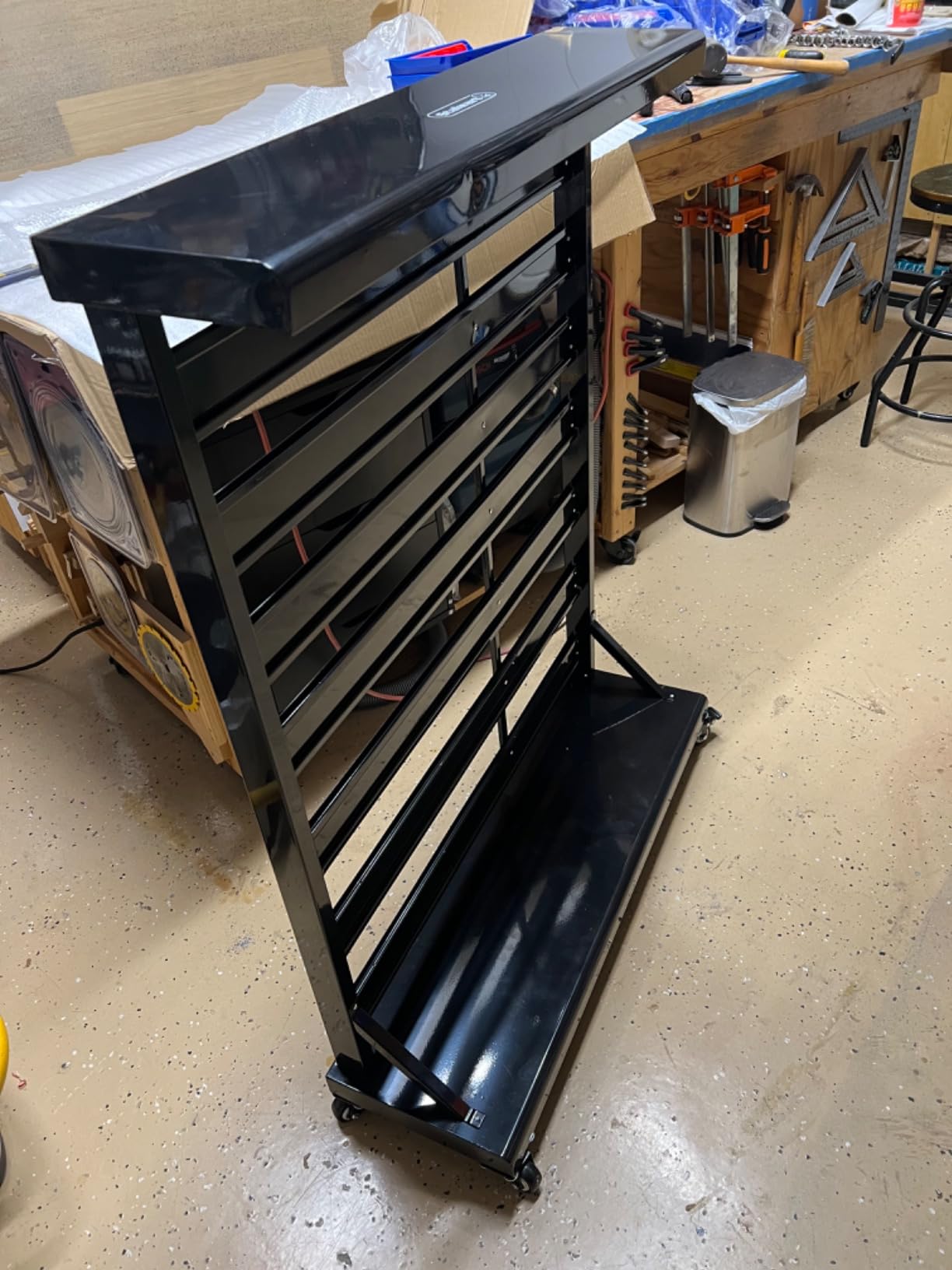 47-Bin Garage Organization Rack (15 Large, 32 Small) - Tabletop or Wall Mount Steel Rack with Removable Stackable Garage Storage Bins, Small Parts Organizer for Hardware or Office Supplies by Stalwart customer photo 1