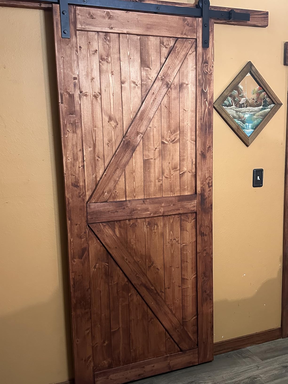 EaseLife 32in x 84in Sliding Barn Door with 5.5FT Barn Door Hardware Kit & Handle Included, DIY Assemblely, Easy Install, Interior Rooms & Storage Closet, K-Frame customer photo 2