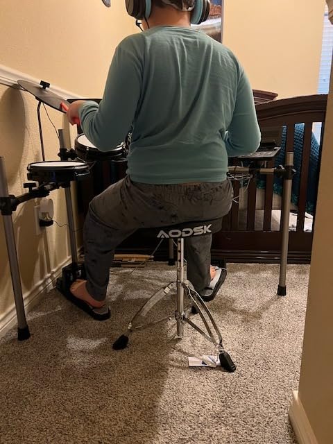 AODSK Drum Throne, Widened Thick Padded Adjustable Drum Stool, Height Adjustable 16.34-20.67 Inch, Universal Heavy-Duty Drum Seat DP-27 customer photo 2