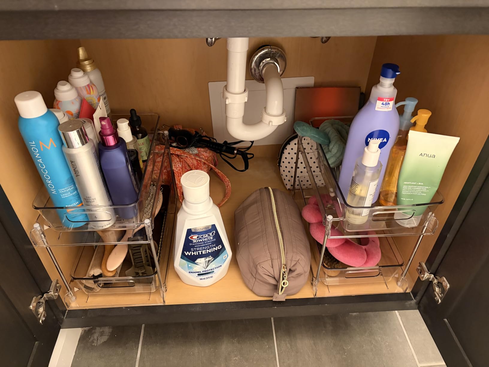 Vtopmart 4 Pack Bathroom Under Sink Organizers Organizer, 2 Tier Clear Pull-Out Organization (S-Standard) customer photo 1