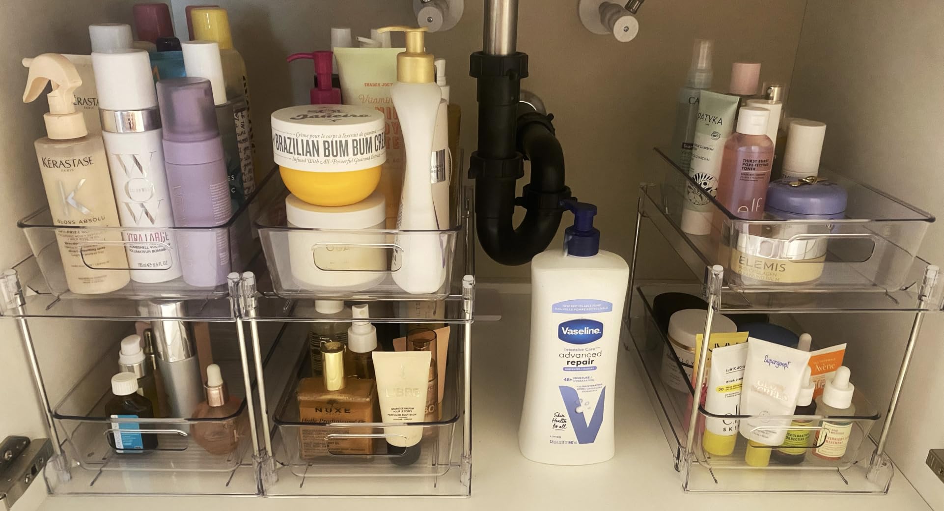 Vtopmart 4 Pack Bathroom Under Sink Organizers Organizer, 2 Tier Clear Pull-Out Organization (S-Standard) customer photo 2