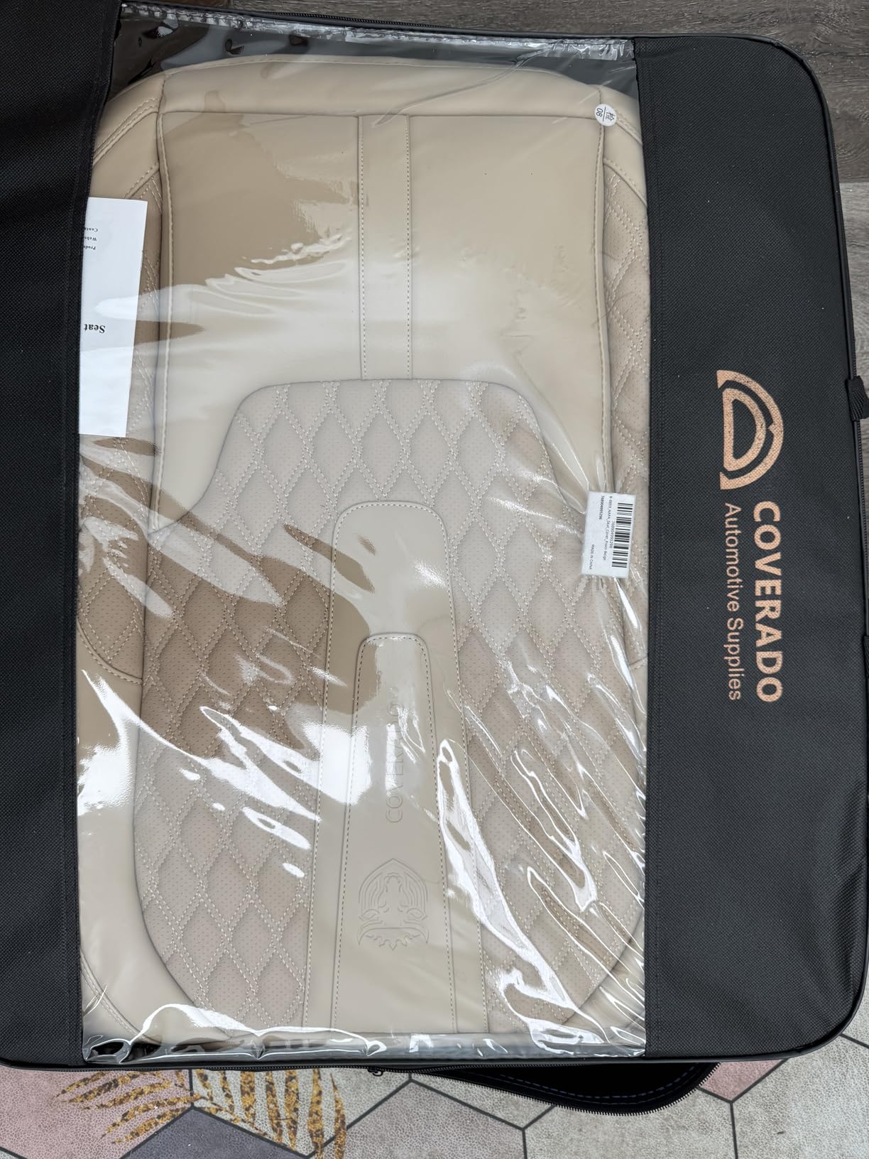 Coverado Car Seat Covers Full Set, Nappa Leather Seat Covers for Car, Waterproof Car Seat Protector with Lumbar Support, Automotive Seat Covers Universal Fit for Most Cars SUV Trucks (Beige) customer photo 1