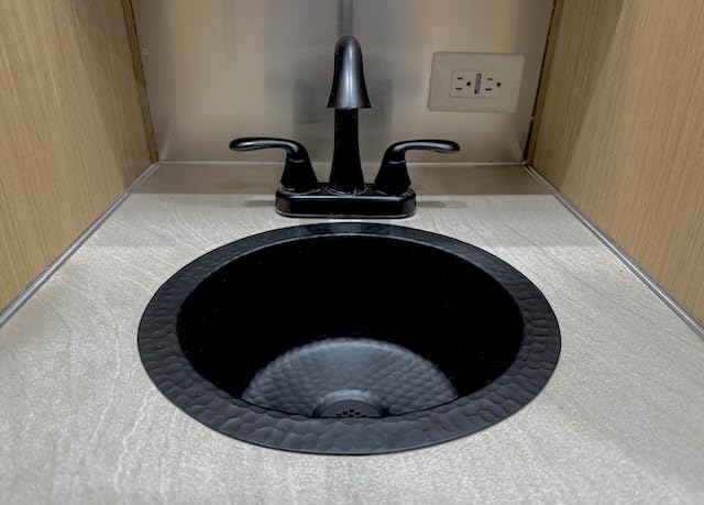 Monarch Abode Kitchen & Bar Sink - 12-inch Essex Dual Mount Drop in Bar Prep Sink, Hand Hammered Matte Black Aluminum Sinks, Drop in or Undermount Kitchen Sinks, Single Circular Dual Mount Bowl customer photo 1