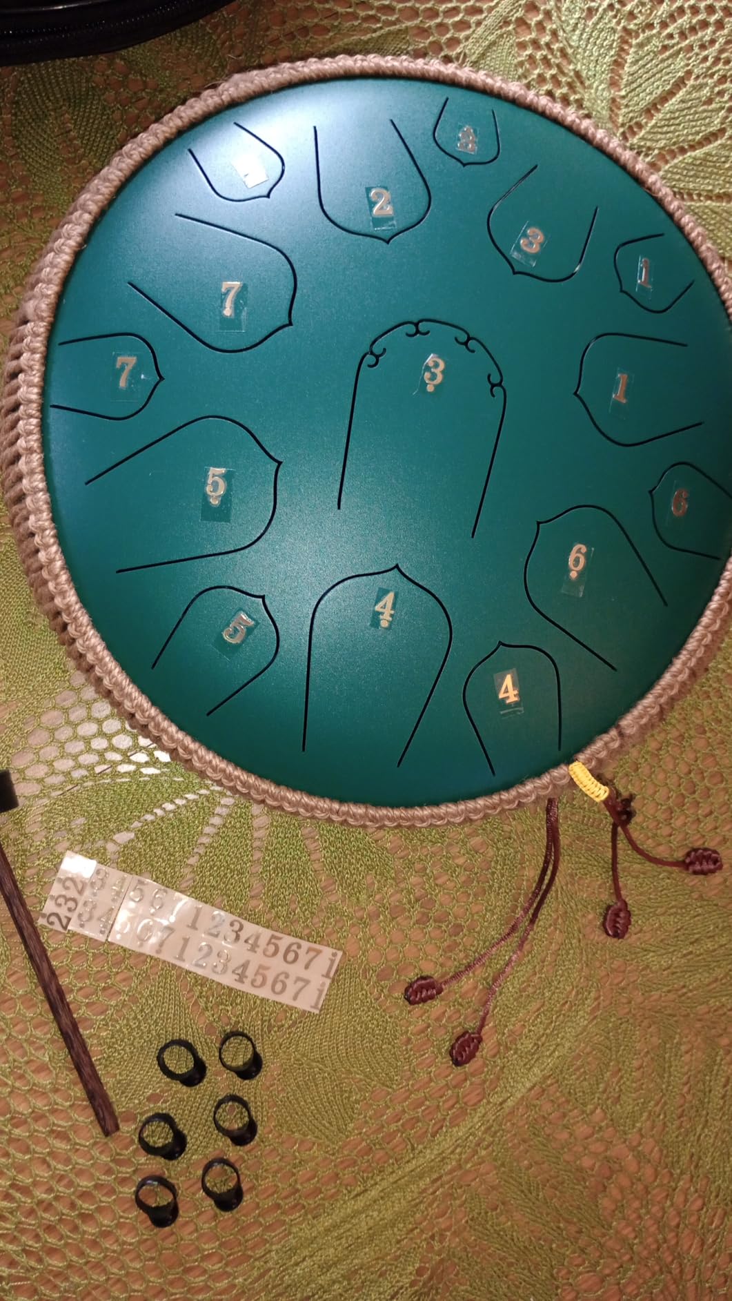 Steel Tongue Drum - HOPWELL 15 Note 14 Inch - Percussion Instrument - Hand Pan Drums with Music Book, Drum Mallets and Carry Bag, D Major, Malachite Green customer photo 1