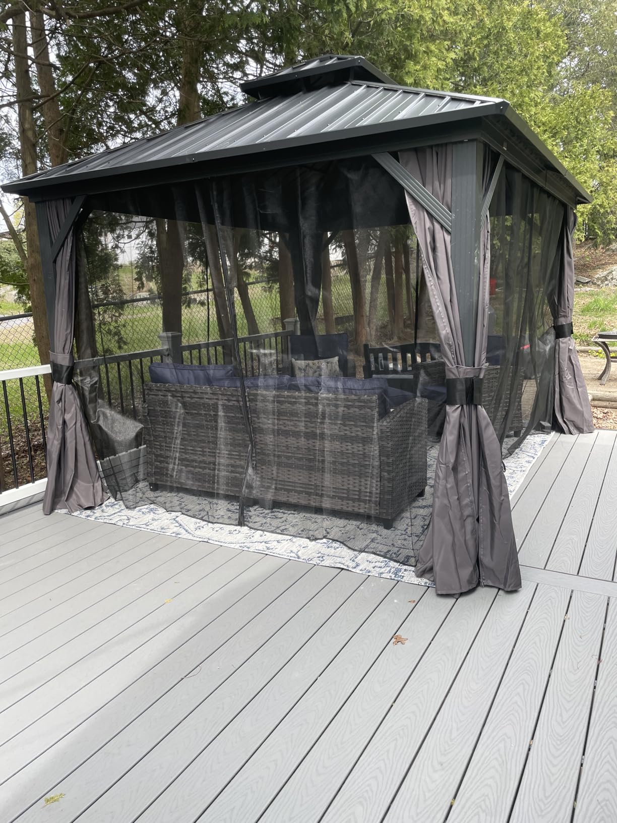 PURPLE LEAF 6' X 8' Hardtop Grill Gazebo for Patio Permanent Aluminum Barbeque Shelter Canopy with Ceiling Hook and Shelves Double Tiered Grey Outdoor BBQ Gazebo customer photo 1