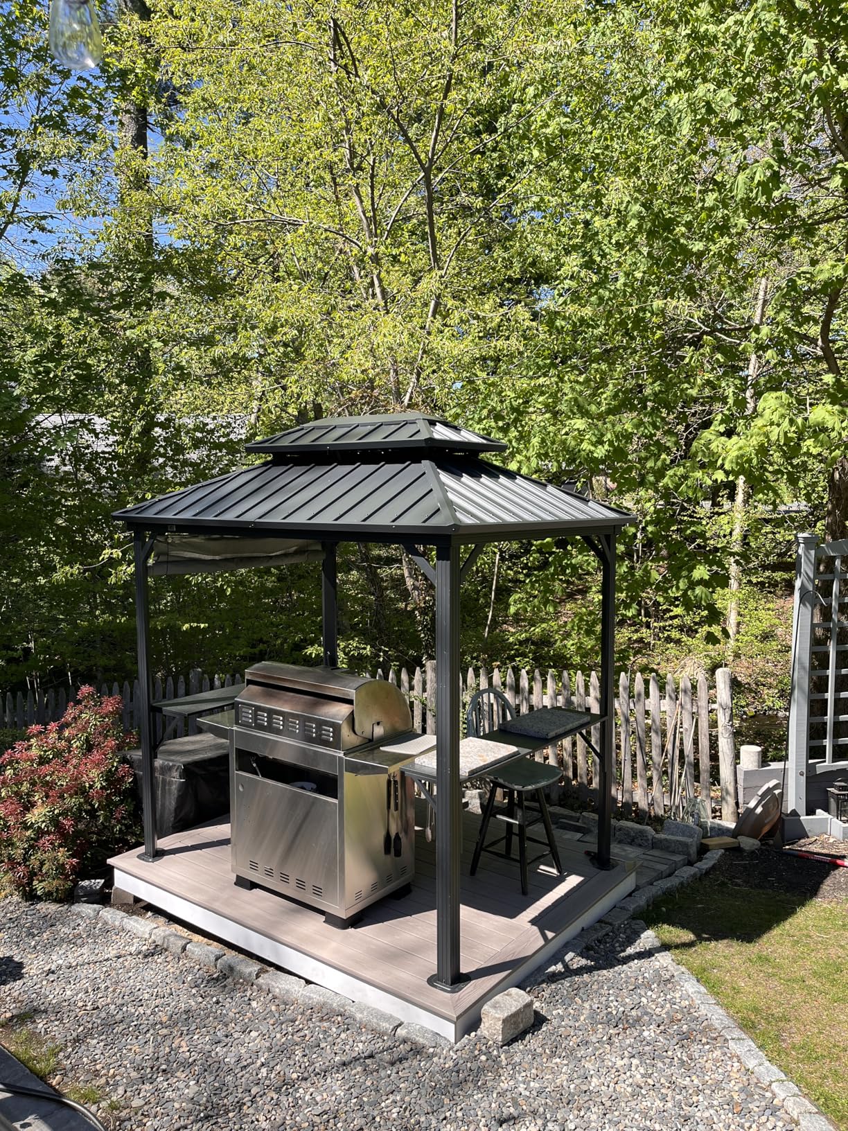 PURPLE LEAF 6' X 8' Hardtop Grill Gazebo for Patio Permanent Aluminum Barbeque Shelter Canopy with Ceiling Hook and Shelves Double Tiered Grey Outdoor BBQ Gazebo customer photo 2