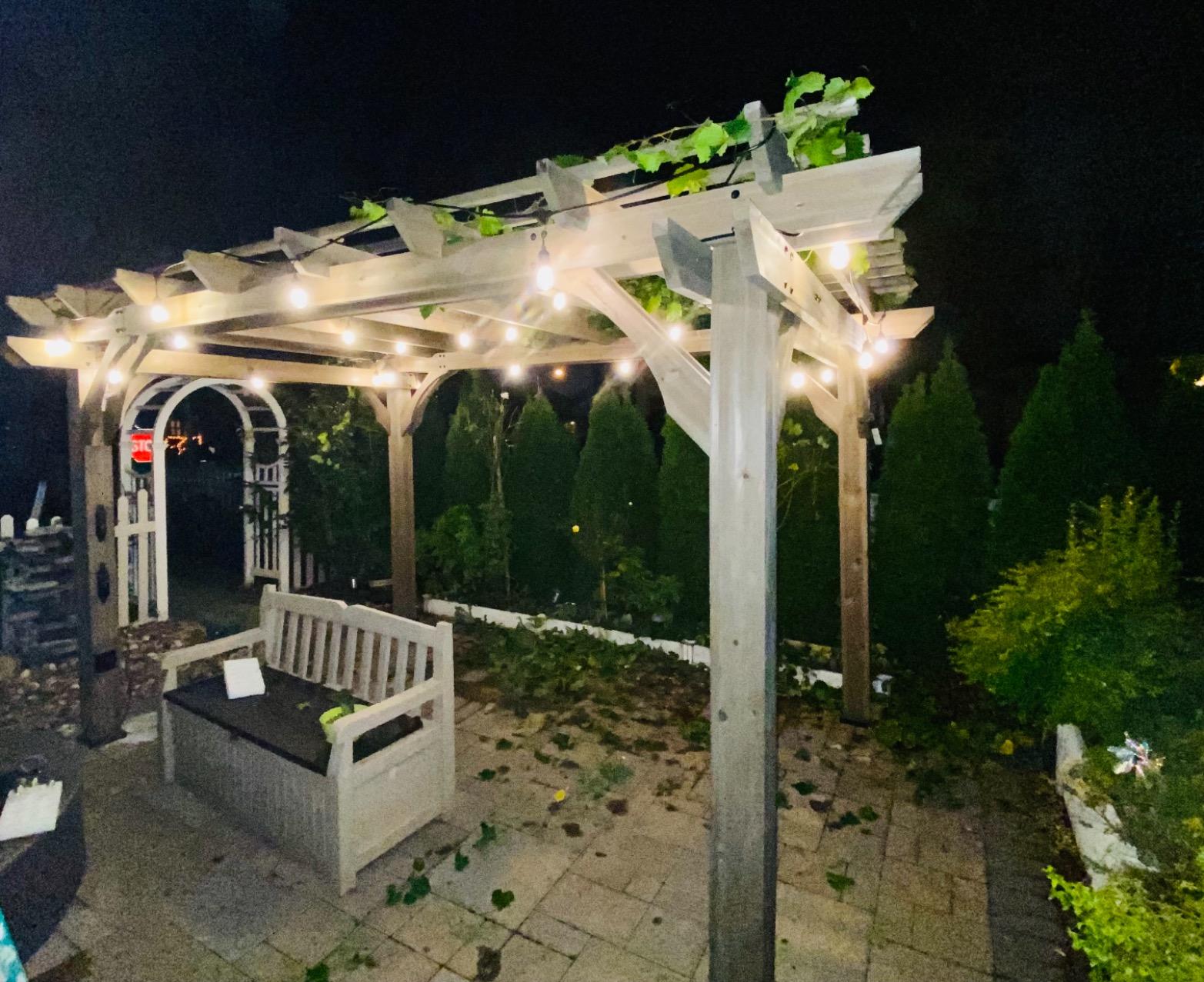Backyard Discovery Ashland 14' x 10' Cedar Wood Pergola Kit with Trellis Roof, Built-In Bar Top, All-Season Durability, High-Wind Rating, PowerPort customer photo 1