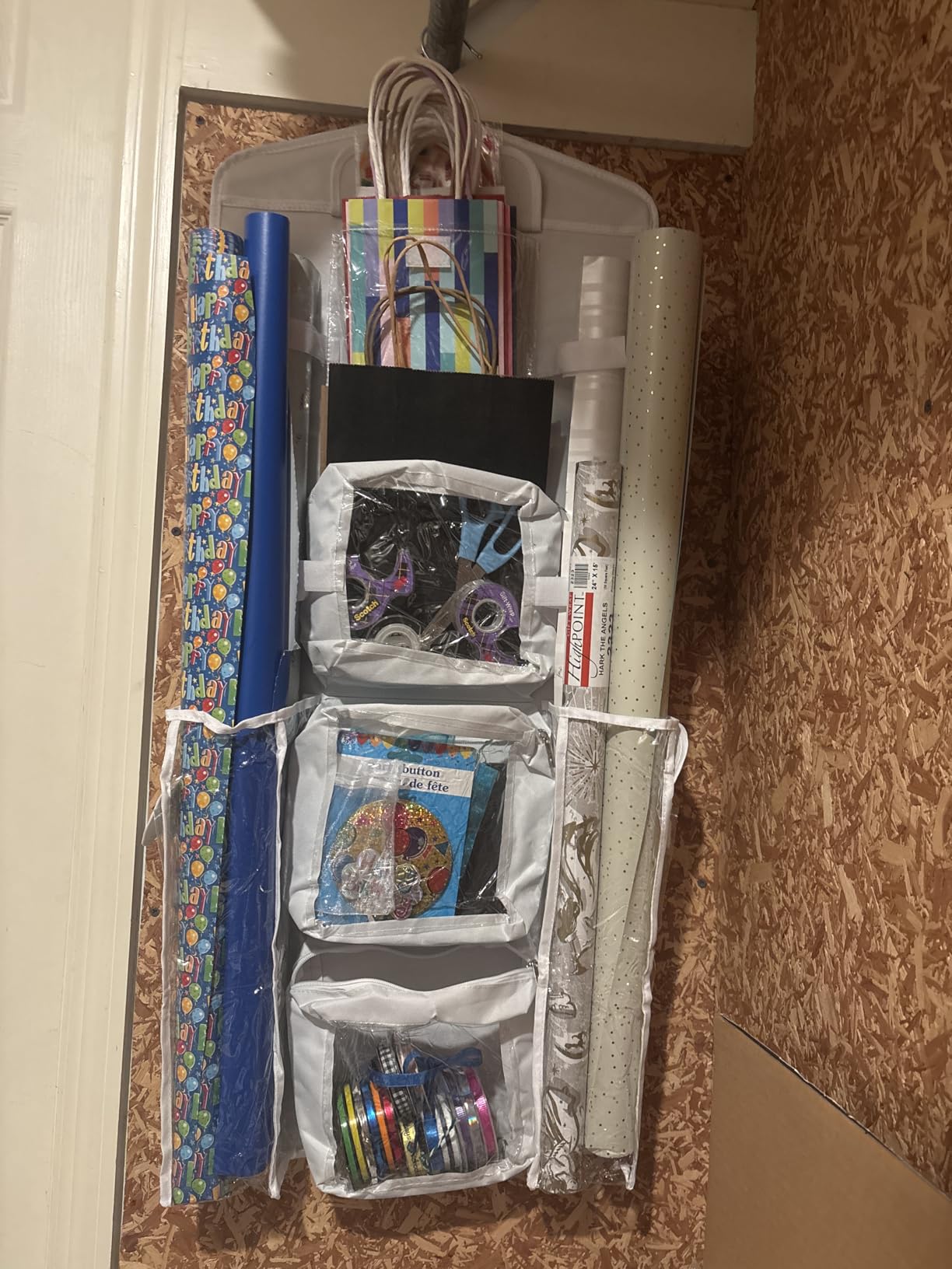 Christmas Wrapping Paper Organizer Storage, Hanging Gift Bag Storage Organizer, Double-Sided Wrapping Paper Holder Storage - Black customer photo 1
