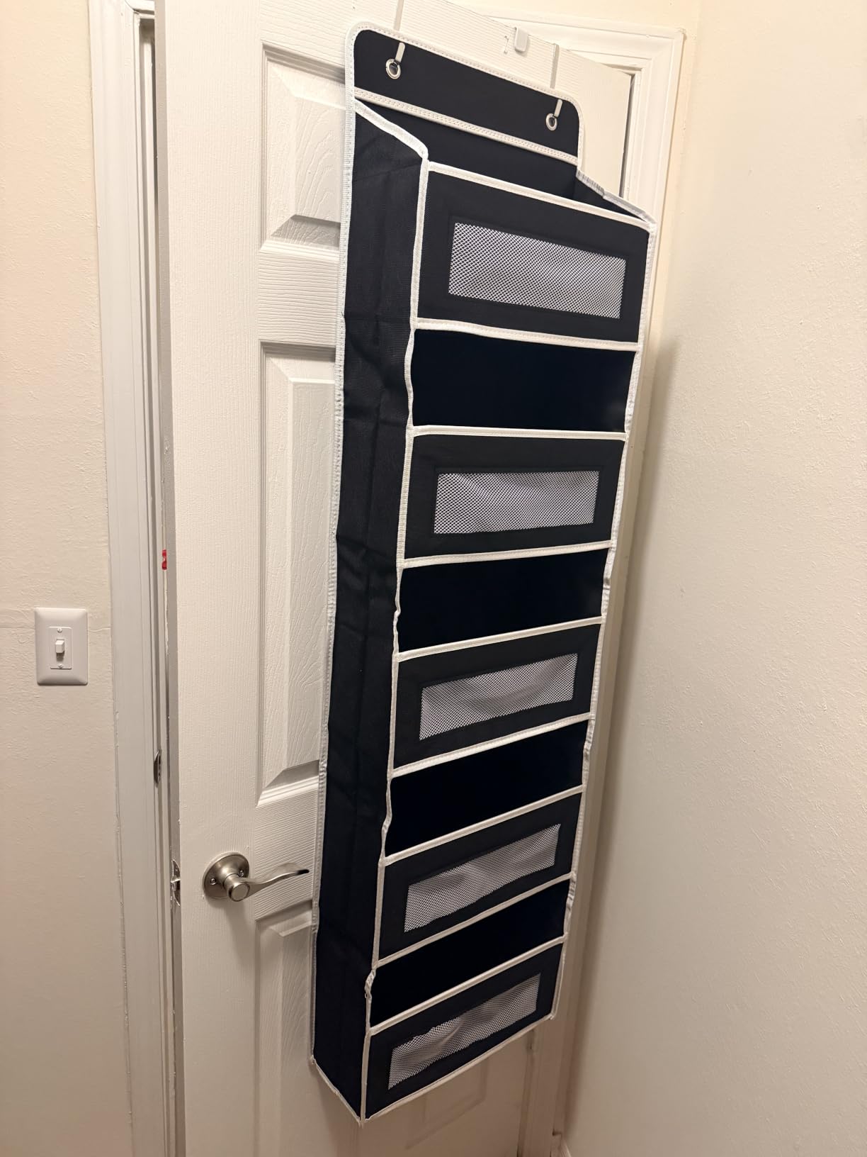 JARLINK Over The Door Organizer Storage, 5 Shelf Hanging Door Organizer with 5 Large Capacity Pockets, Anti Tilt 44 lb Load Behind Door Storage for Bedroom, Bathroom, Pantry, Nursery (Grey) customer photo 1