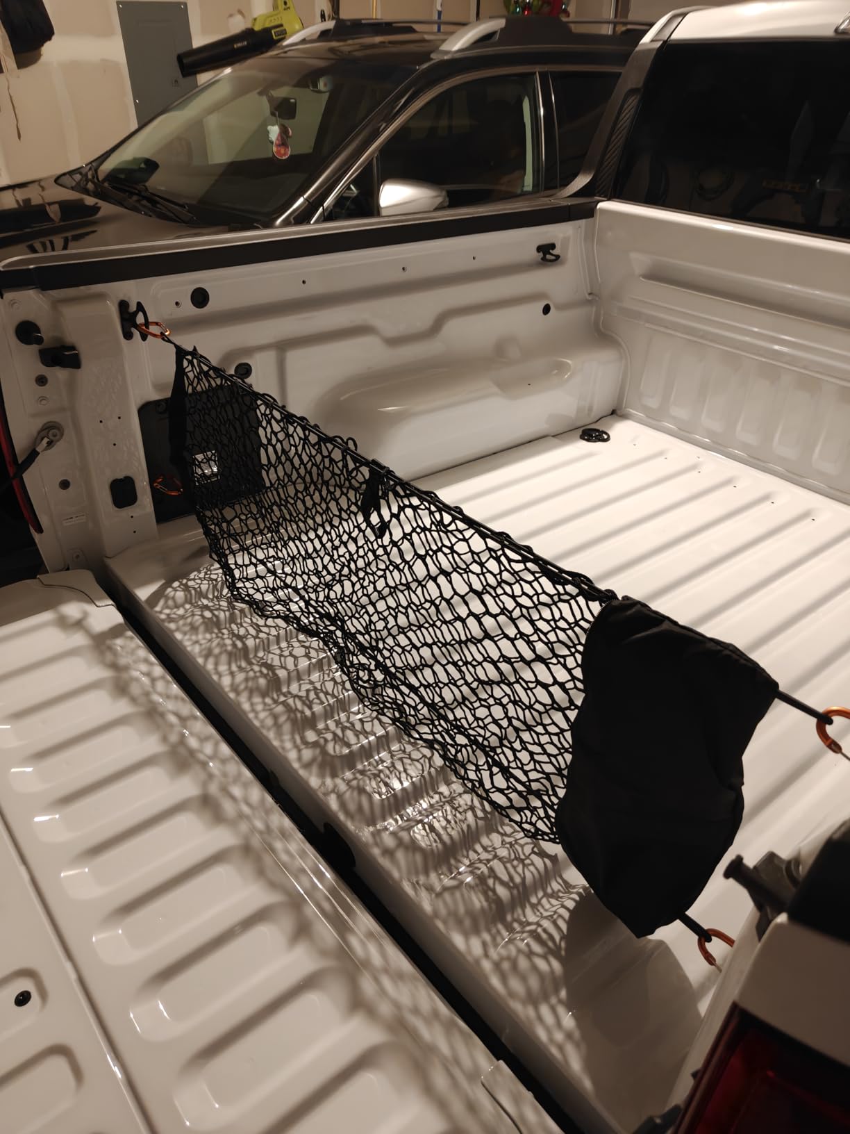 TacoNets Envelope Cargo Net for GMC Sierra & Chevy Silverado - Fits 2013-Current - Upgraded 5mm Bungee - Integrated Storage Bag - Heavy Duty Carabiners - Designed in USA customer photo 2