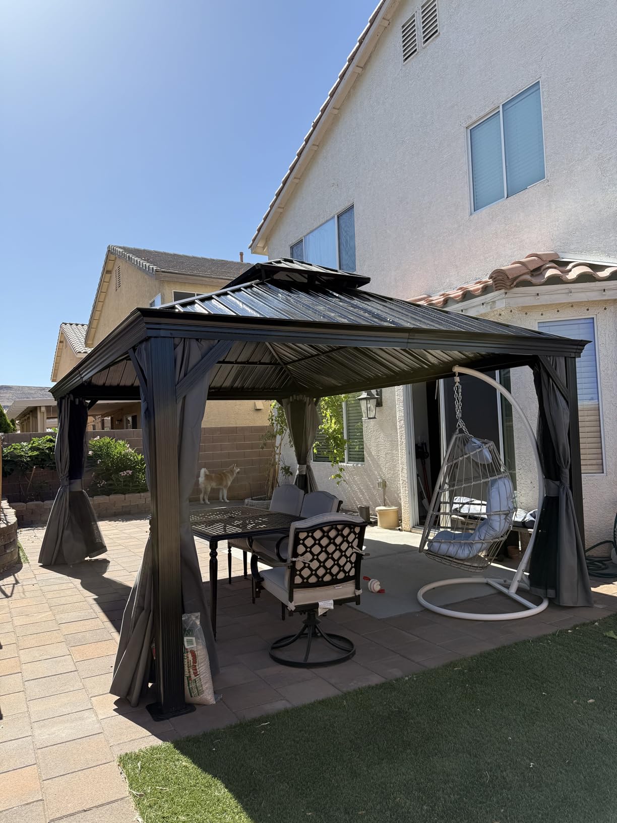 Aoxun 12' X 16' Hardtop Gazebo with Drainage System, Aluminum Outdoor Gazebo with Galvanized Steel Double Roof, Patio Permanent Metal Pavilion with Netting, for Garden, Deckyard, Grey customer photo 1