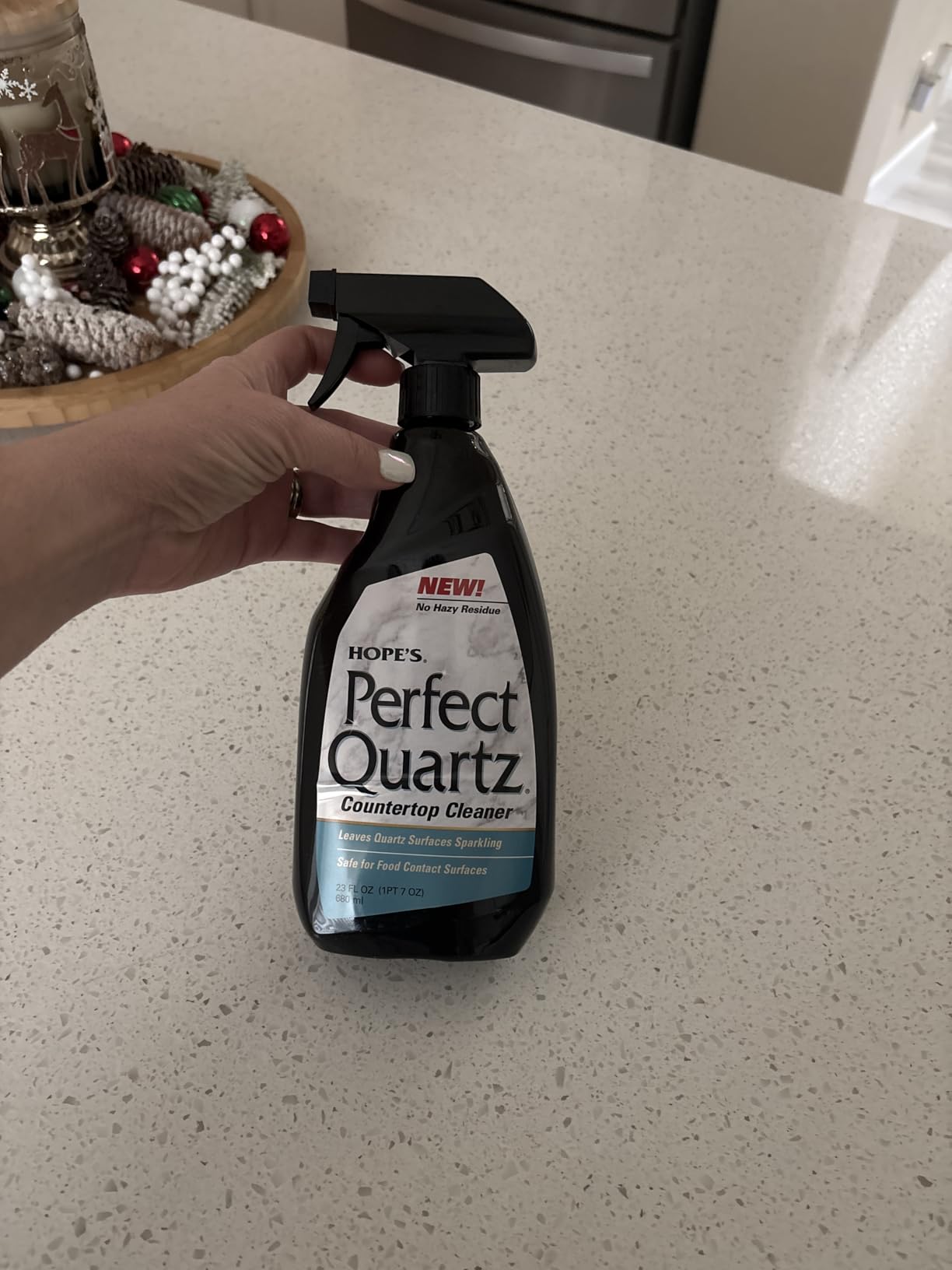 HOPE'S Perfect Quartz Countertop Cleaner, No Hazy Residue, Streak-Free, Safe on Food Contact Surfaces, Fragrance-Free, Sunscreen-Free, Counter Cleaner for All Brands of Quartz, 23 Fl Oz, Pack of 1 customer photo 1