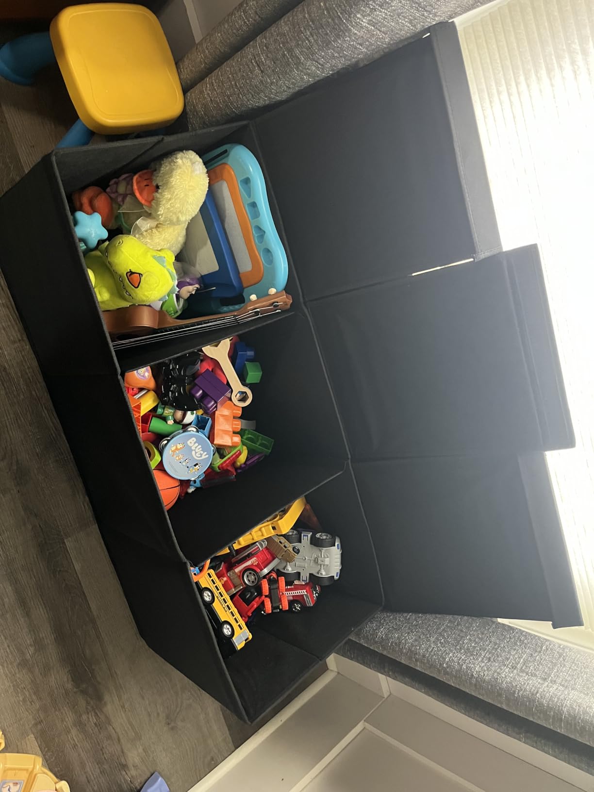 SoftOwl Extra Large Toy Storage Organizer with Lid - Sturdy, Collapsible Toy Chest Storage Box Design - Toys Bin with Dividers for Kids, Nursery, Bedroom, Playroom 37x16x14 customer photo 2