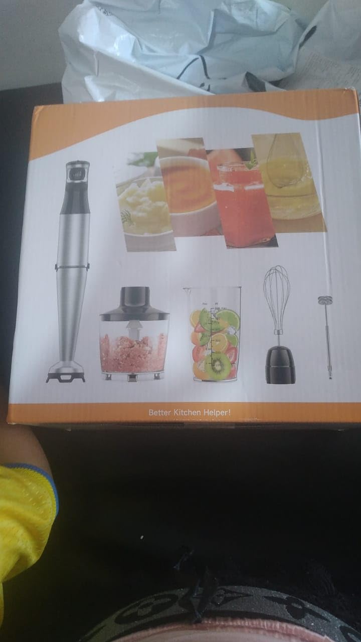 Turelar Immersion Blender Handheld Corded Hand Blenders Set 1100W, Trigger Variable Speed 5 in 1 Stick Emulsifier with Chopper, Whisk and Frother for Soup, Baby Food and Smoothies, Black customer photo 1