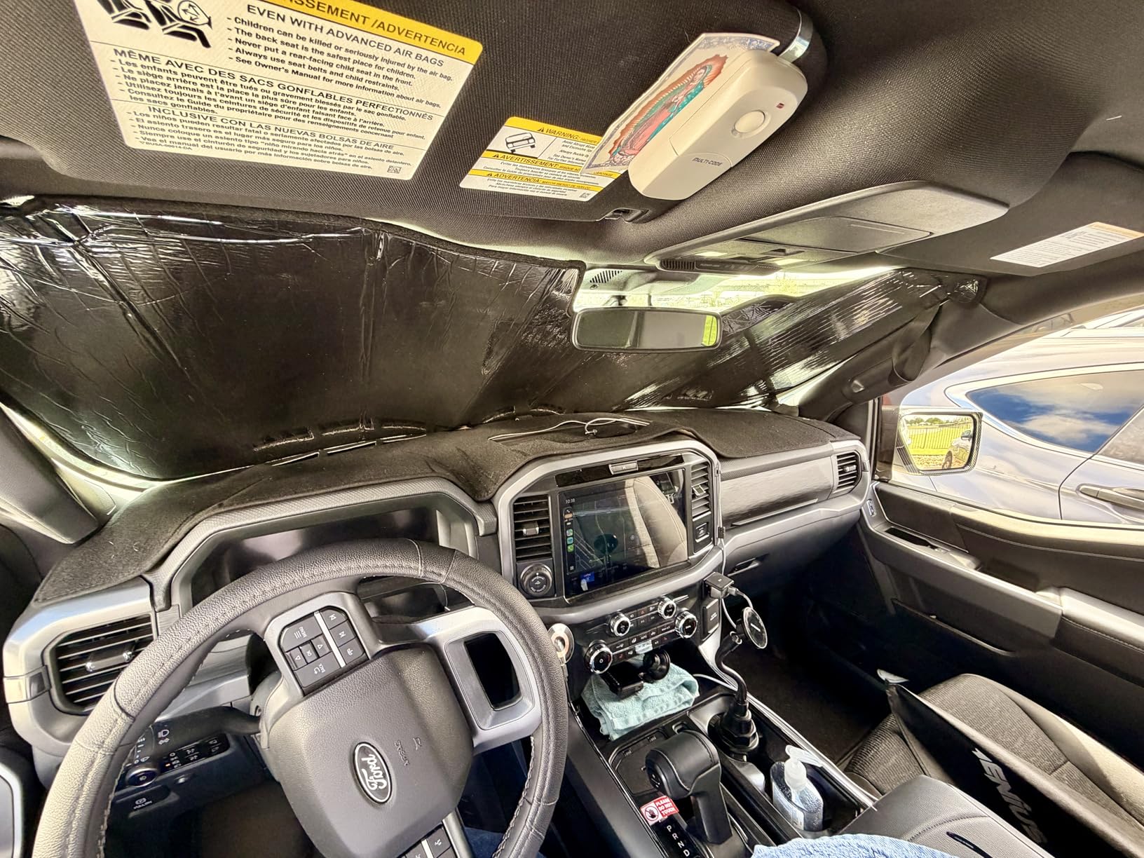 Pigenius Windshield Sun Shade for Ford F150 2015-2020. Reflective Aluminum Film Front Window Sunshade - BLAZBLOCK customer photo 1